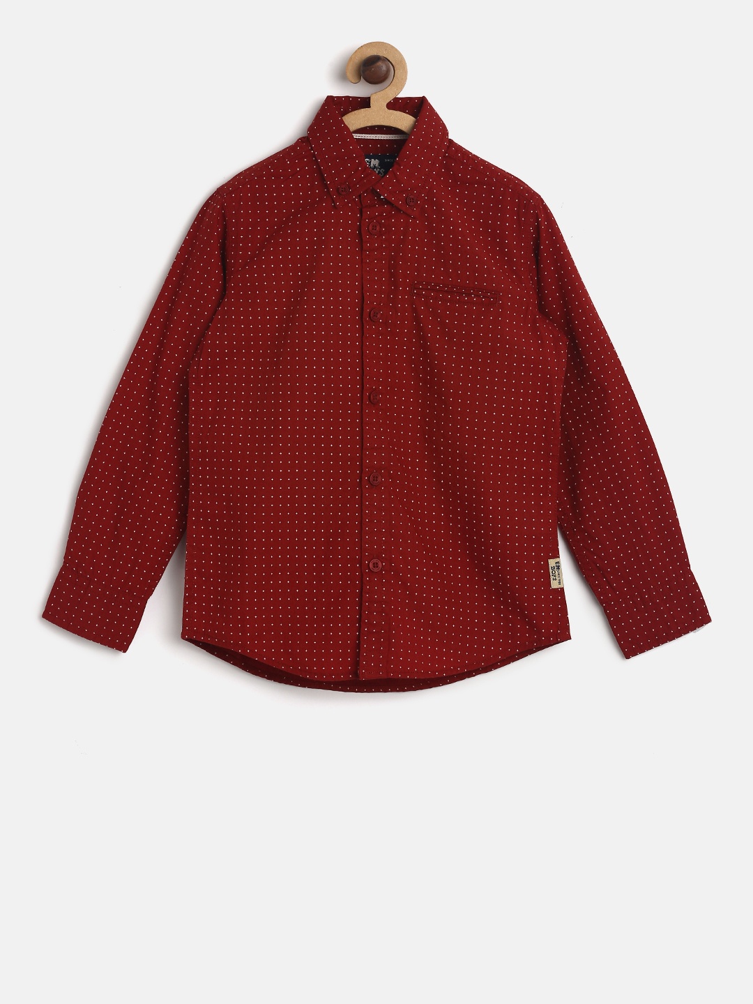 

Flying Machine Boys Maroon Regular Fit Printed Casual Shirt