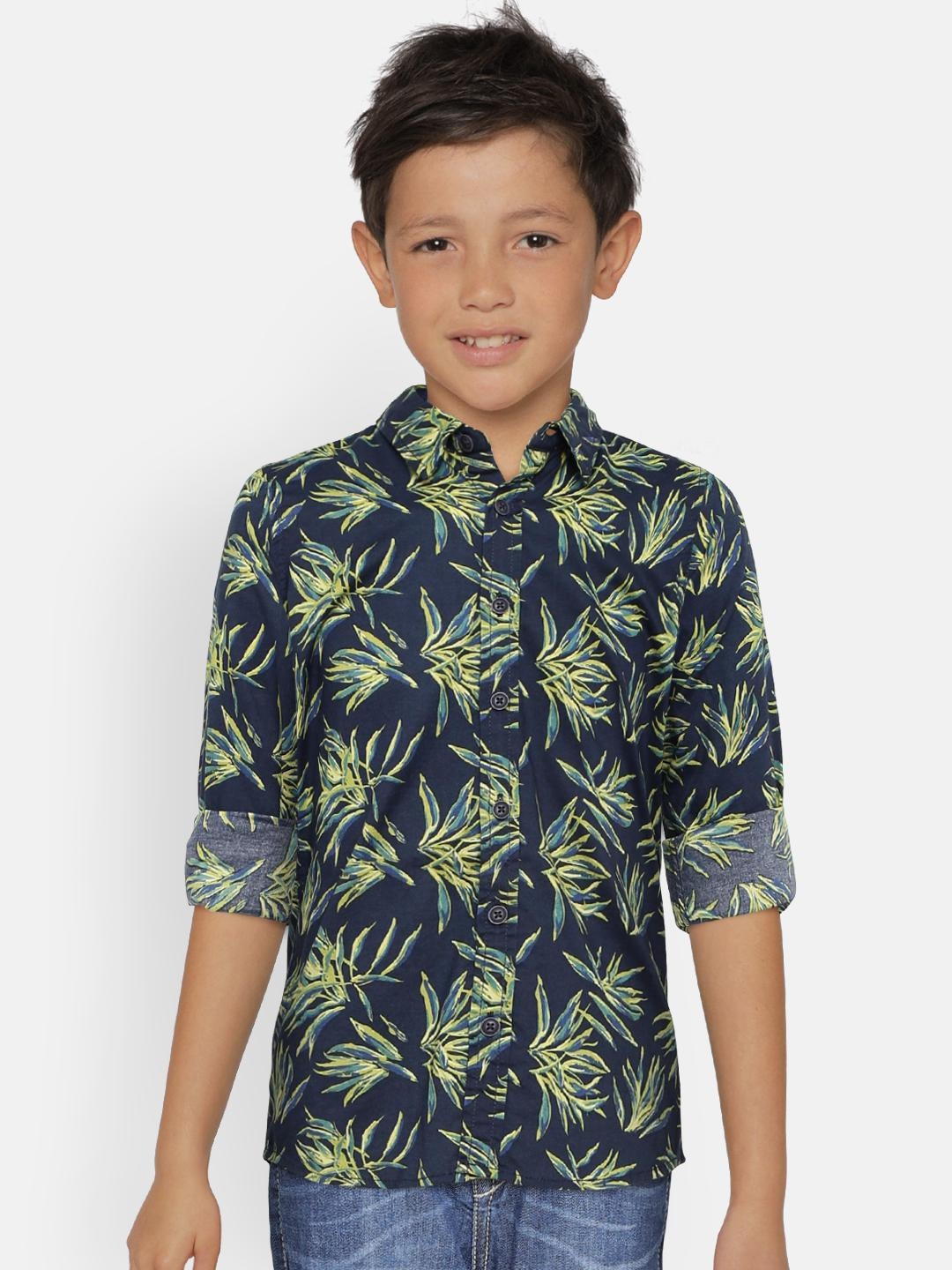 

Flying Machine Boys Navy Printed Casual Shirt, Navy blue