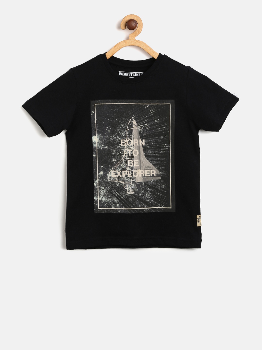 

Flying Machine Boys Black Printed Round Neck T-shirt