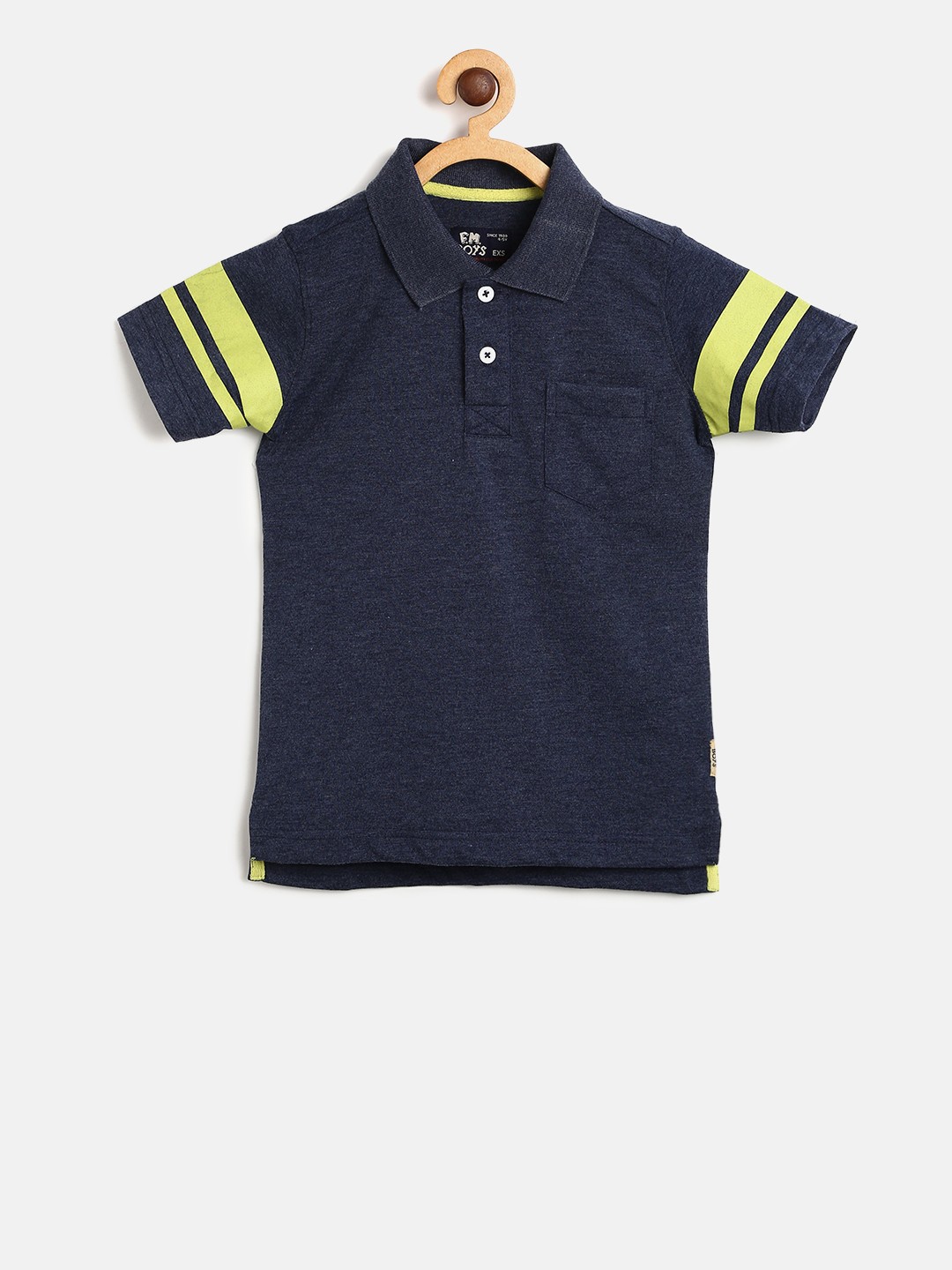 

Flying Machine Boys Navy Blue Solid Polo Collar T-shirt