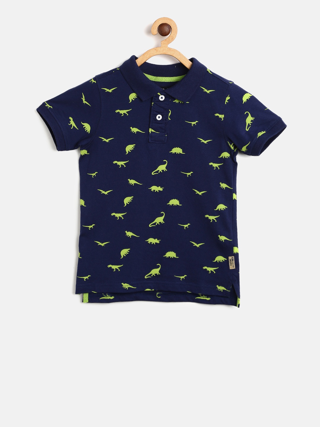 

Flying Machine Boys Navy Blue Printed Polo Collar T-shirt