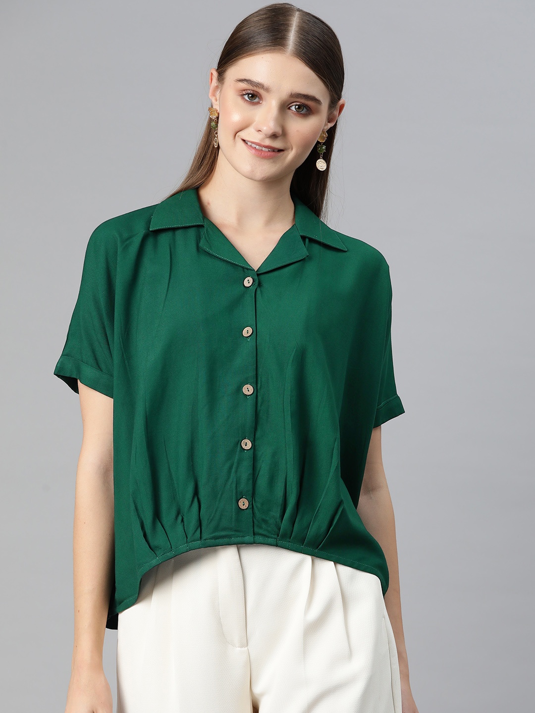 

Cottinfab Shirt Style Top, Green