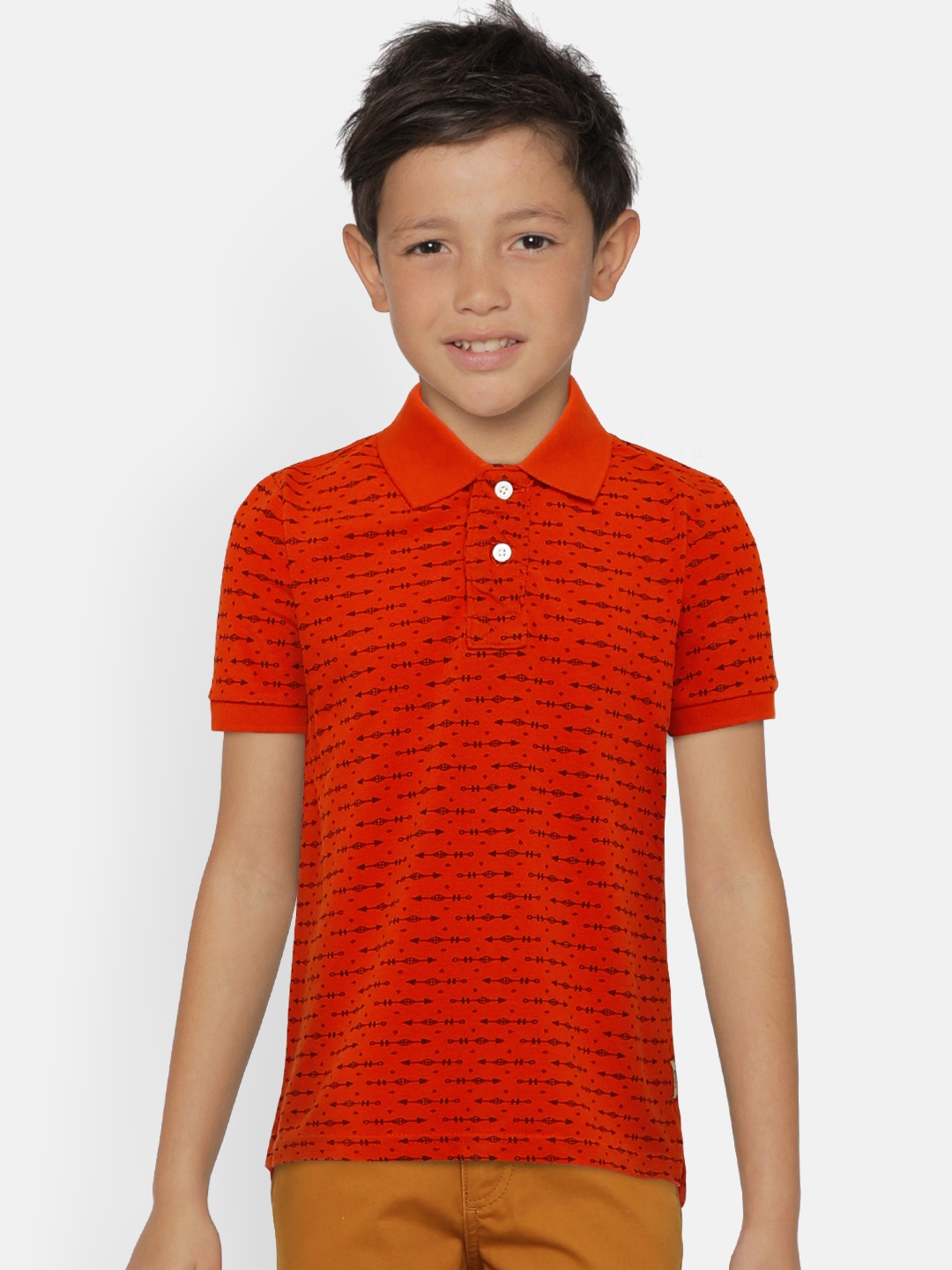 

Flying Machine Boys Red Printed Polo T-shirt