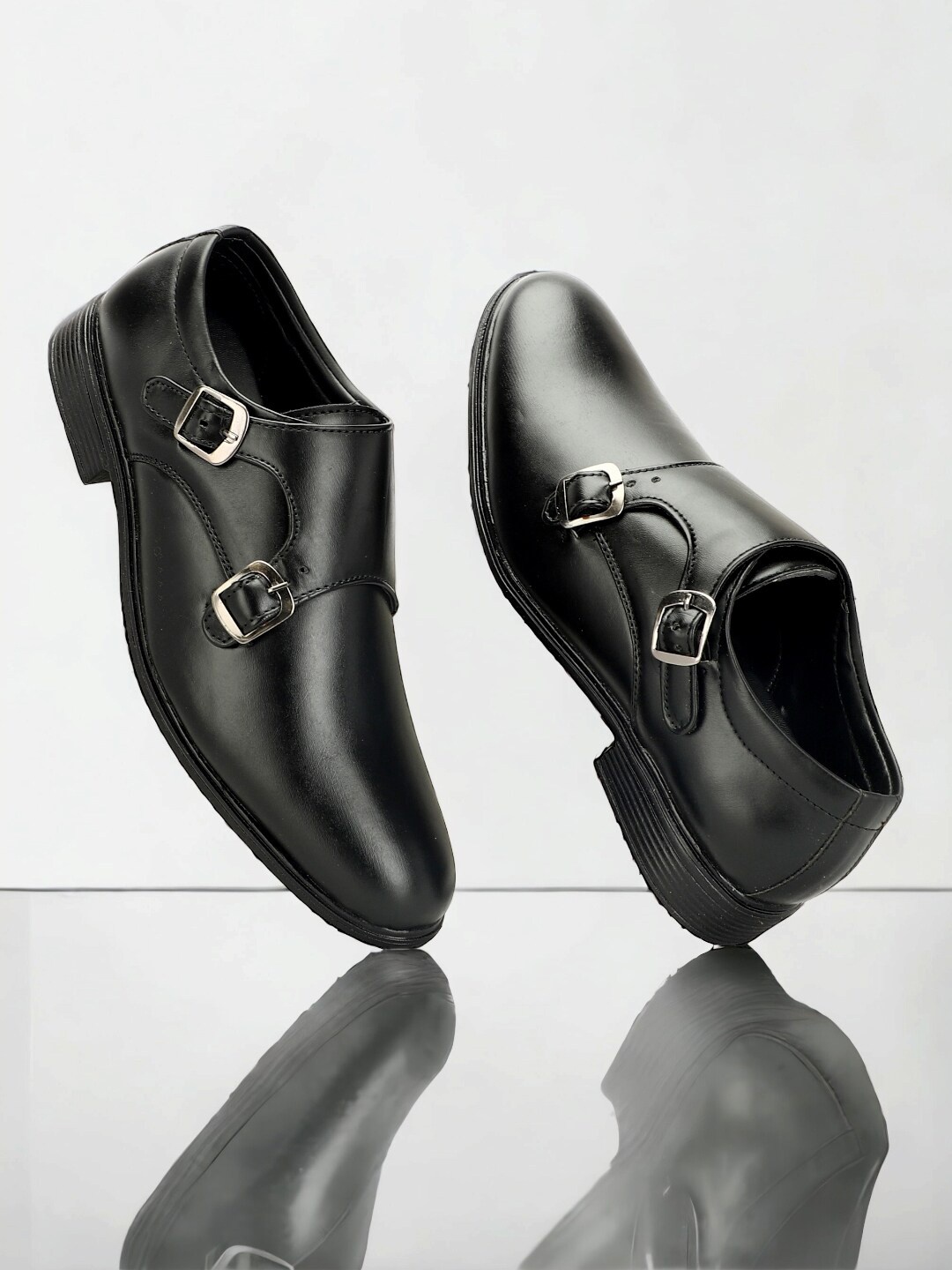 

Buxton Men Formal Monk Shoes, Black