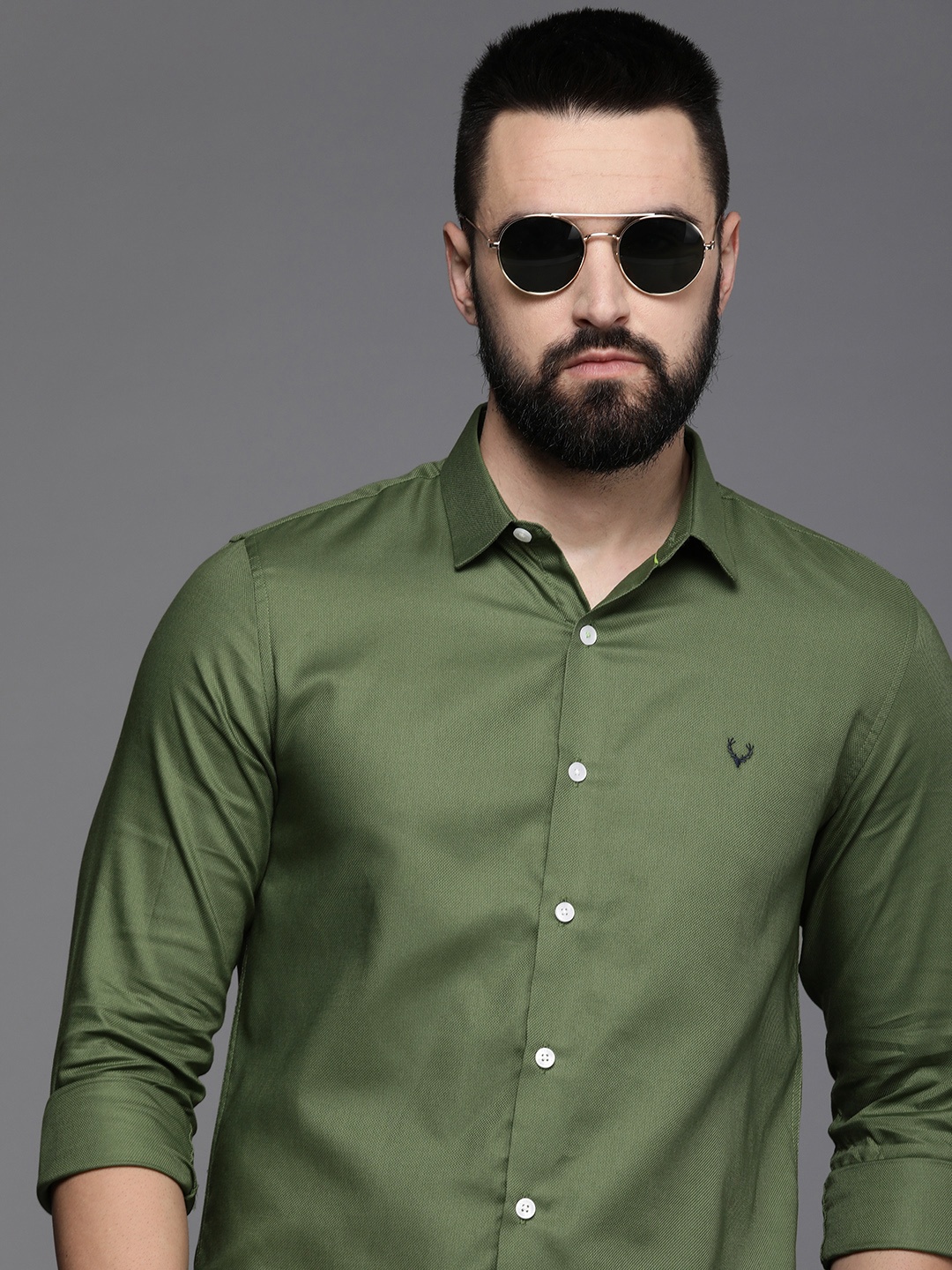 

Allen Solly Sport Pure Cotton Ultra Fit Casual Shirt, Olive