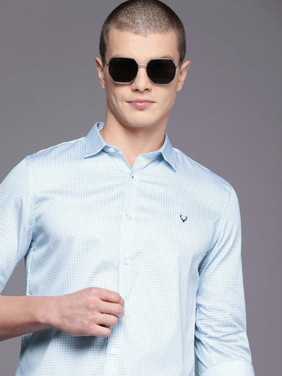 

Allen Solly Sport Classic Slim Fit Printed Pure Cotton Casual Shirt, Blue