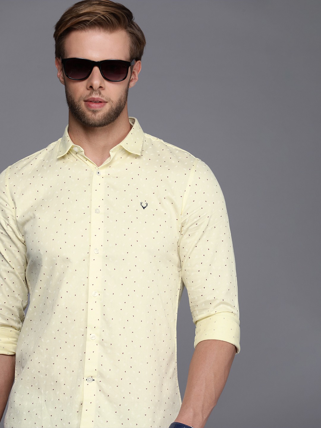 

Allen Solly Sport Pure Cotton Floral Printed Comfy Slim Fit Casual Shirt, Yellow