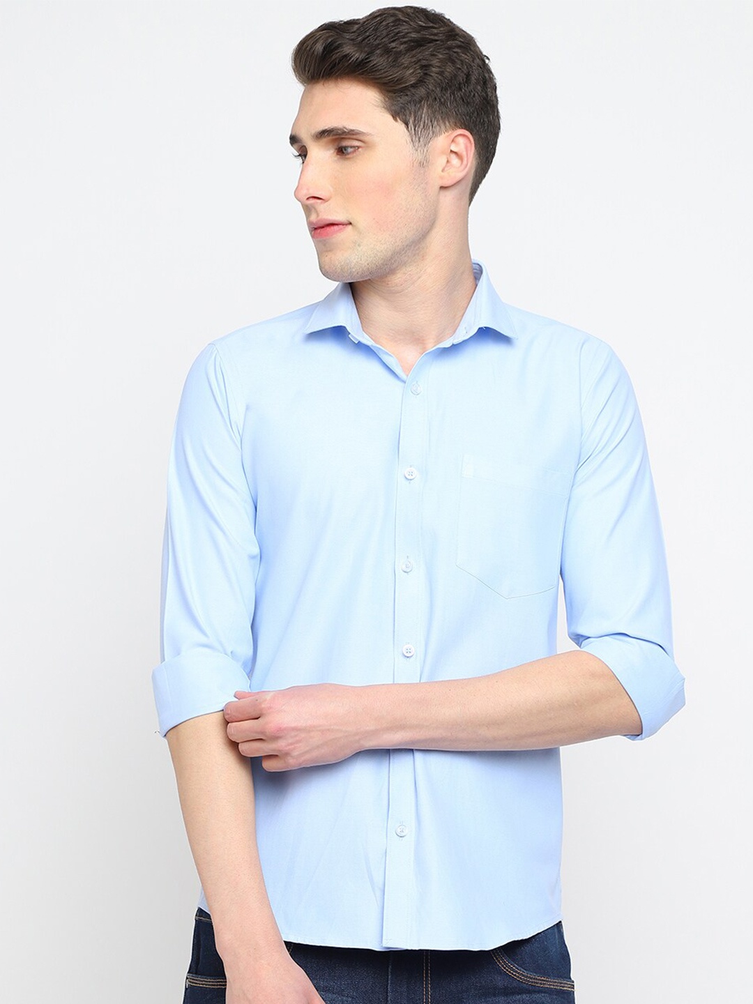 

JADEBERRY Classic Slim Fit Cotton Casual Shirt, Blue