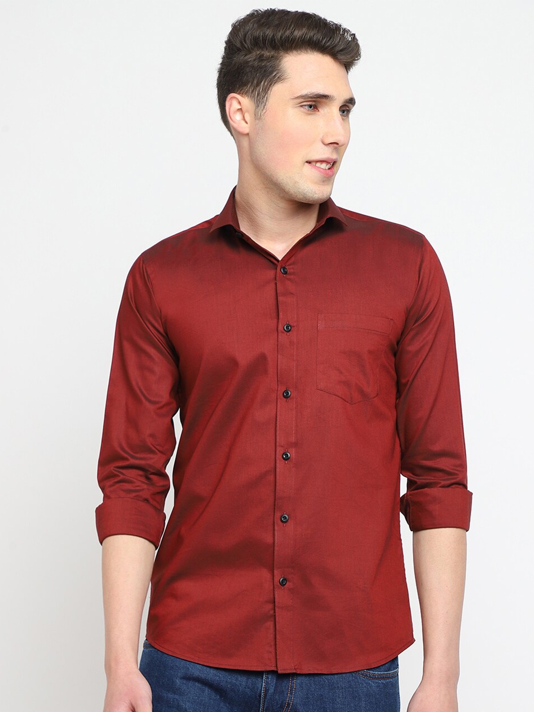 

JADEBERRY Classic Slim Fit Casual Shirt, Maroon