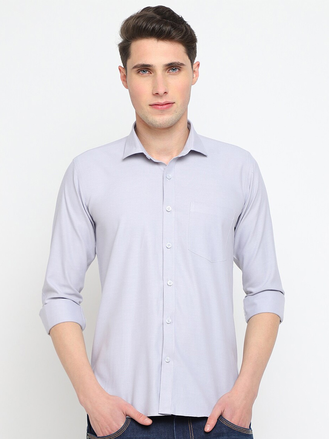 

JADEBERRY Classic Slim Fit Cotton Casual Shirt, Grey