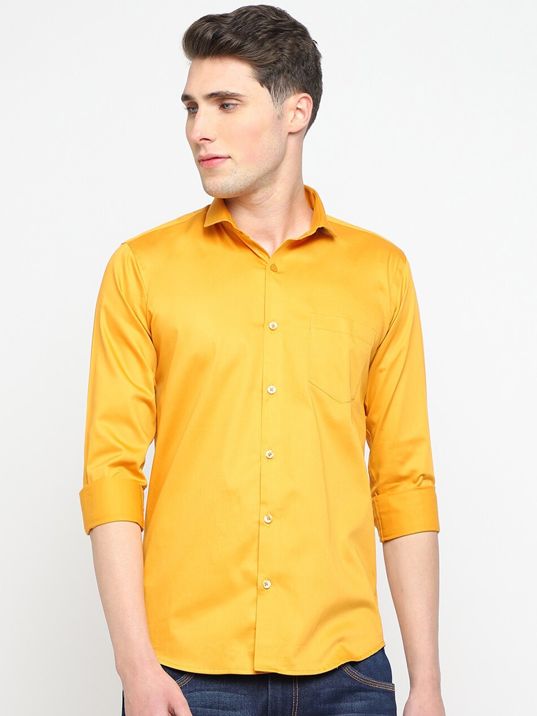 

JADEBERRY Classic Satin Casual Shirt, Gold
