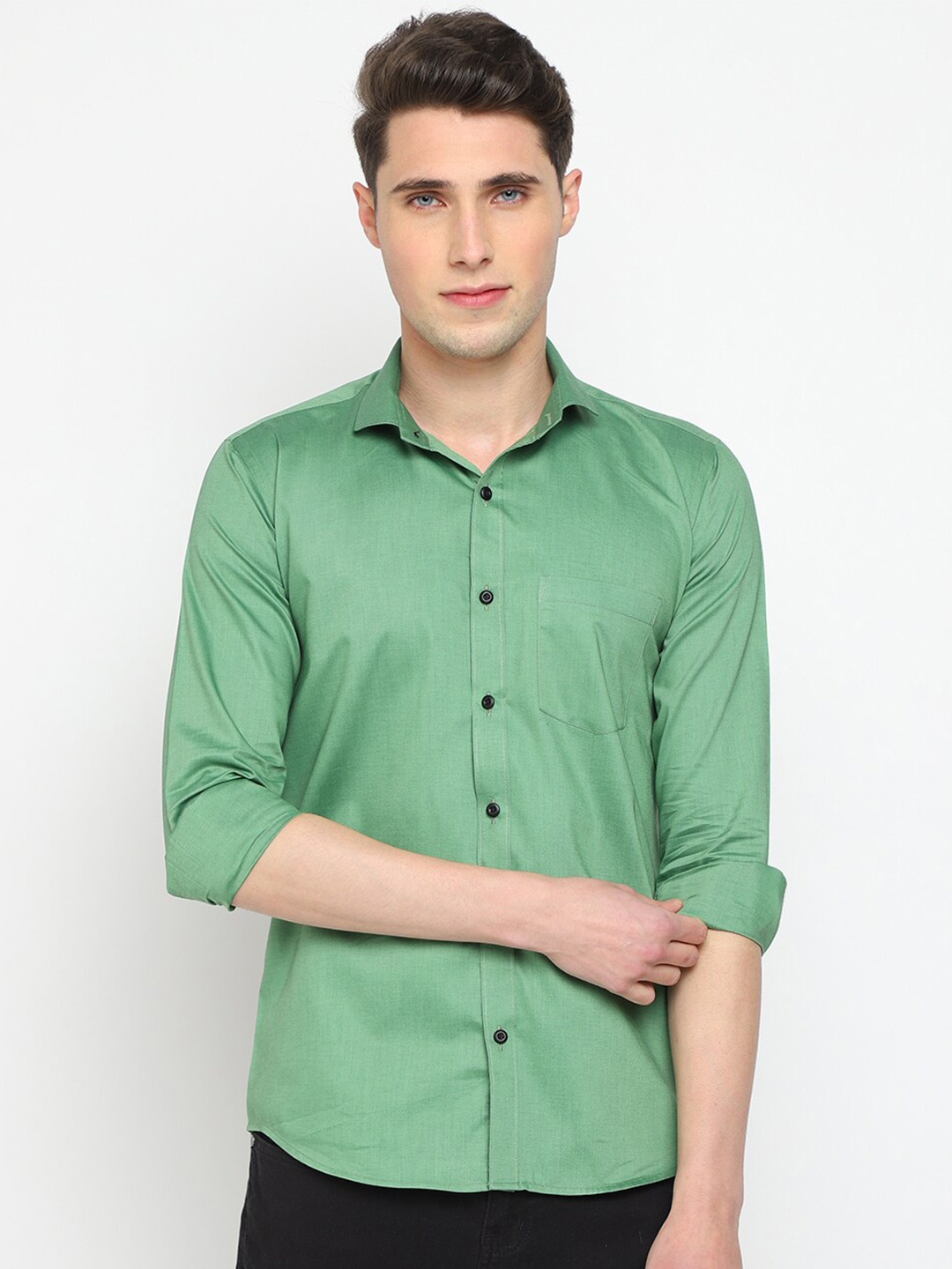 

JADEBERRY Classic Slim Fit Opaque Casual Shirt, Green