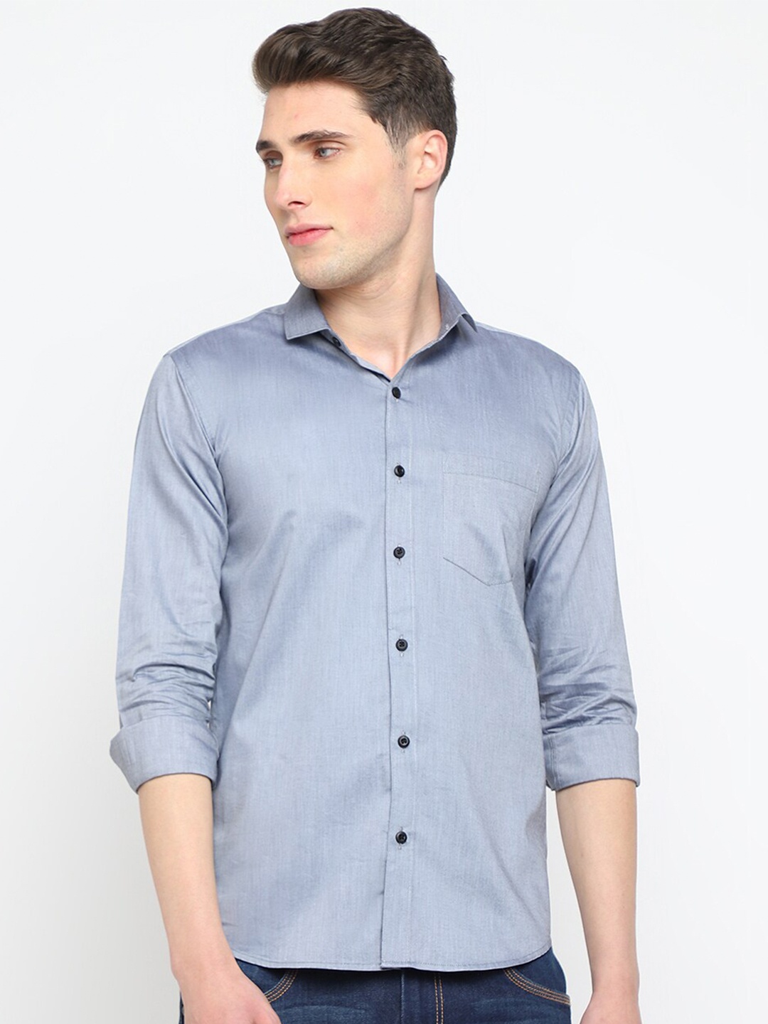 

JADEBERRY Classic Slim Fit Spread Collar Casual Shirt, Grey