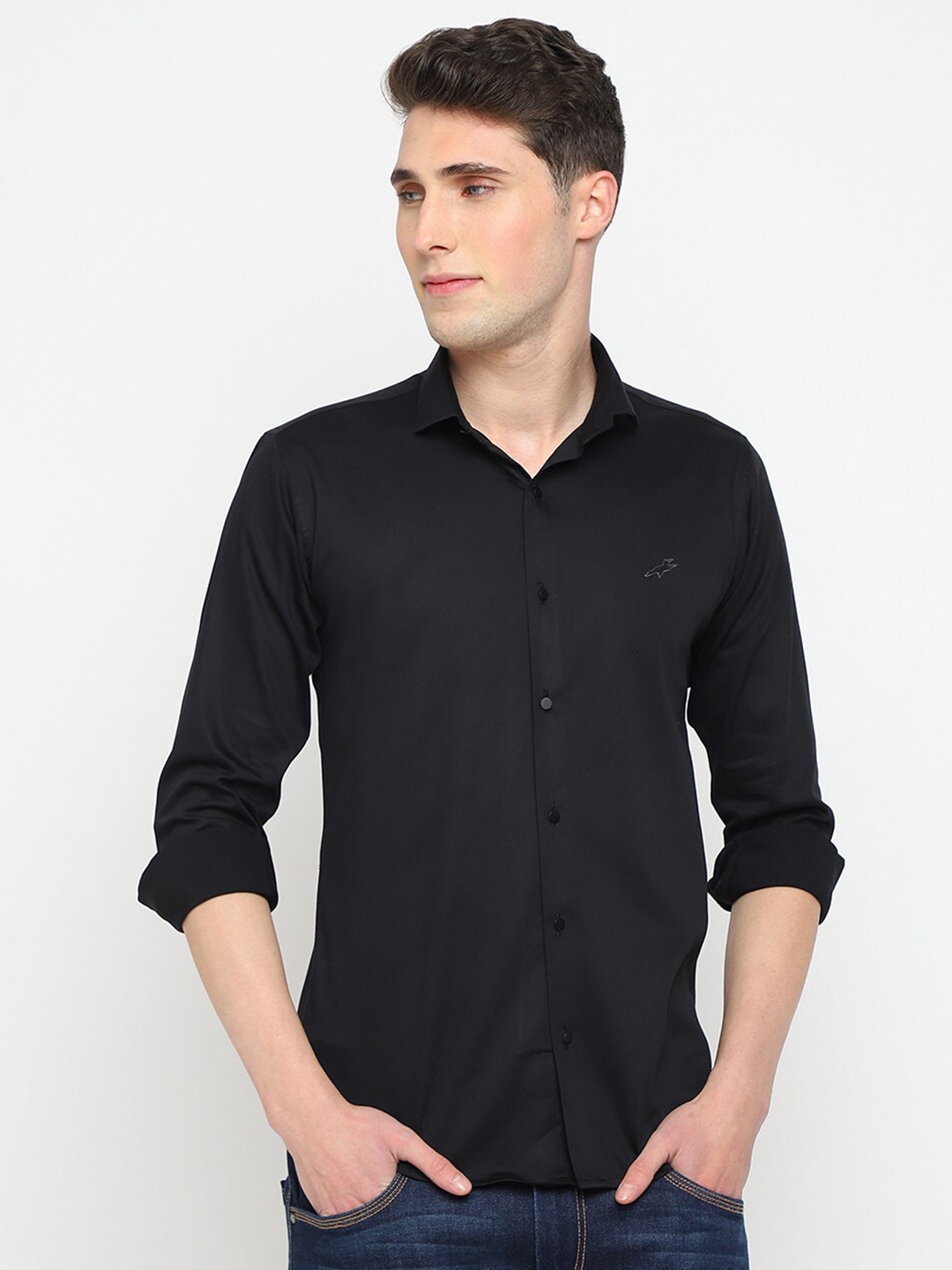 

JADEBERRY Classic Slim Fit Cotton Casual Shirt, Black