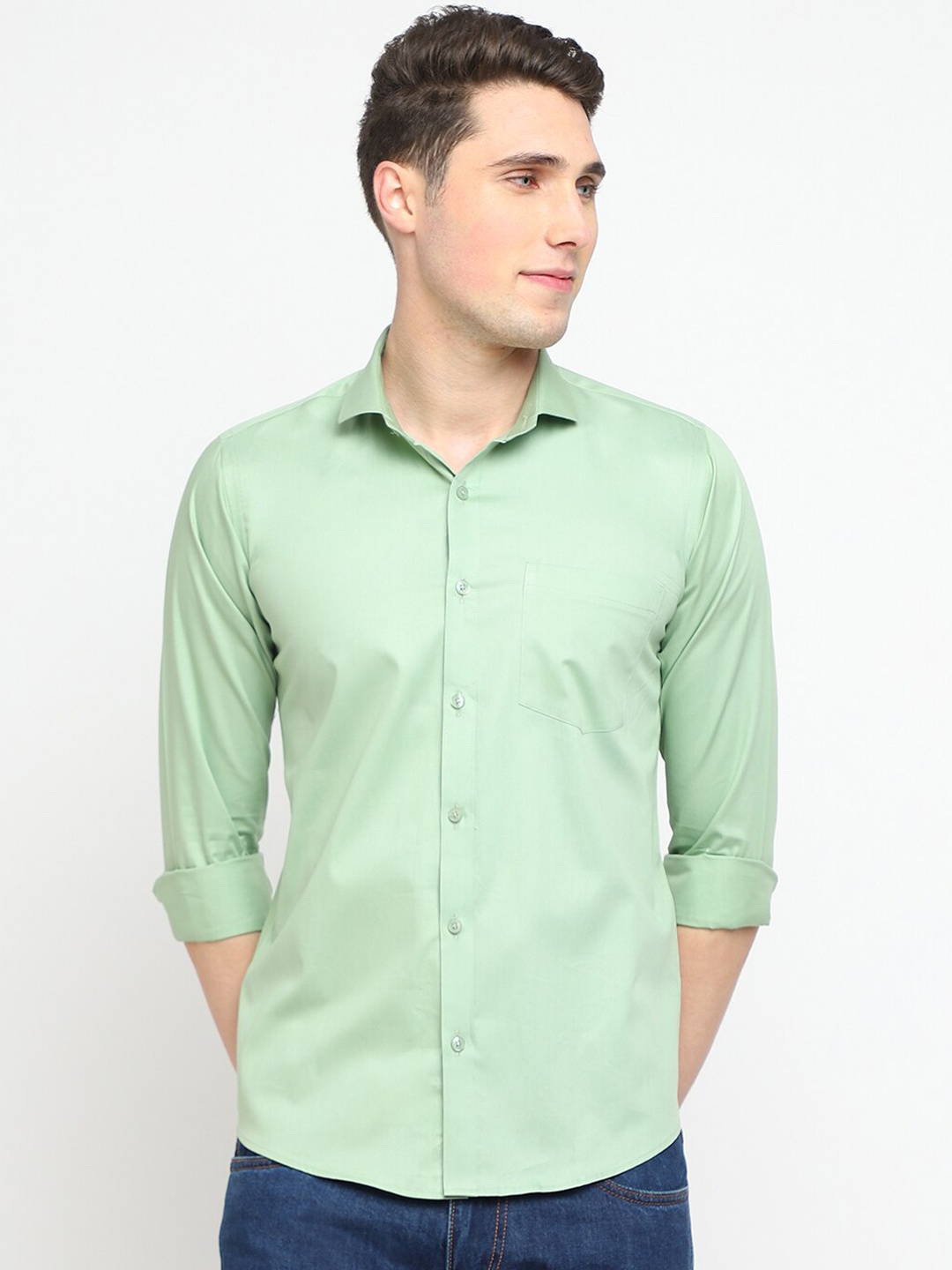 

JADEBERRY Classic Fit Cotton Casual Shirt, Green