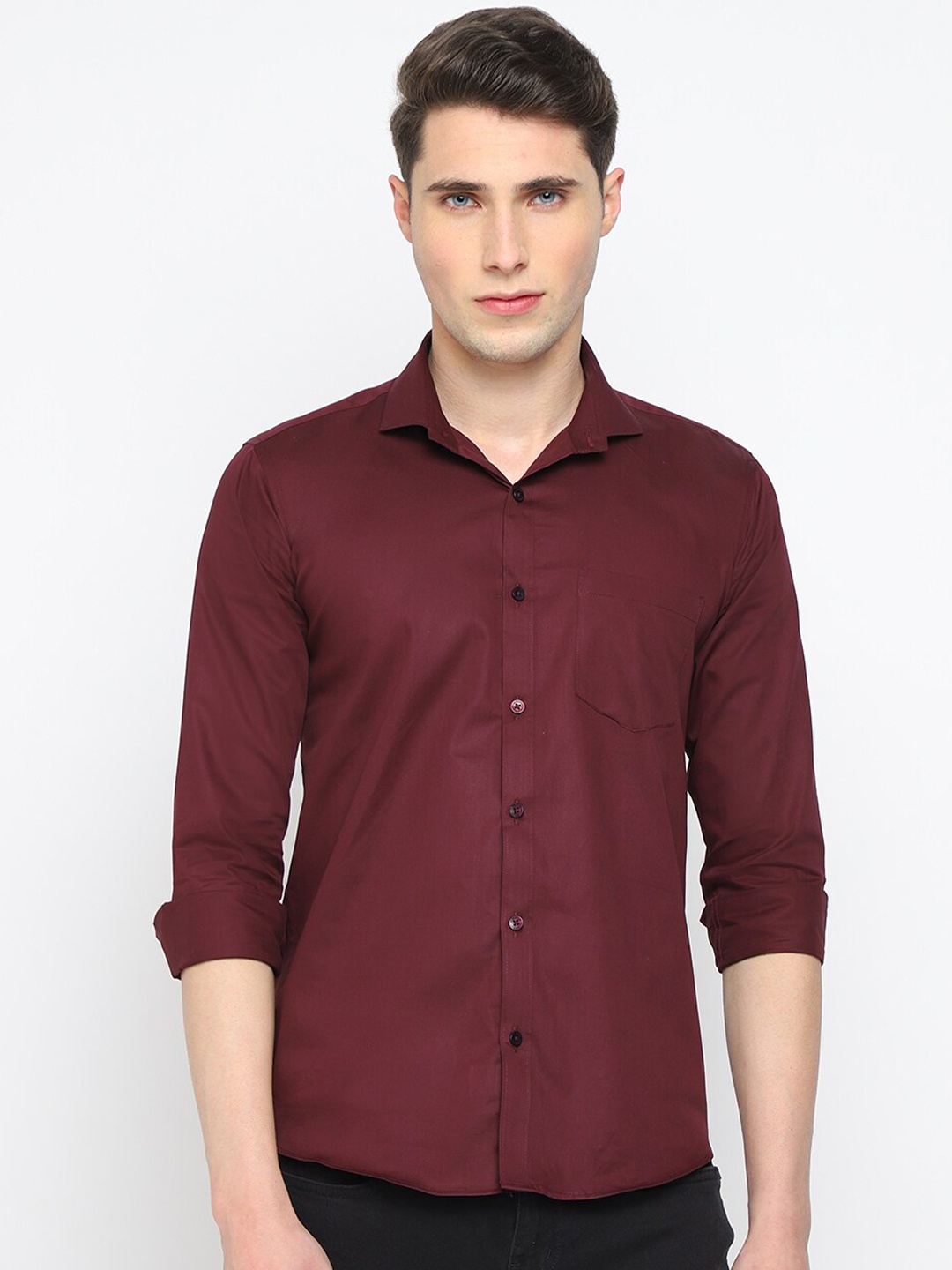 

JADEBERRY Classic Sheer Cotton Formal Shirt, Maroon