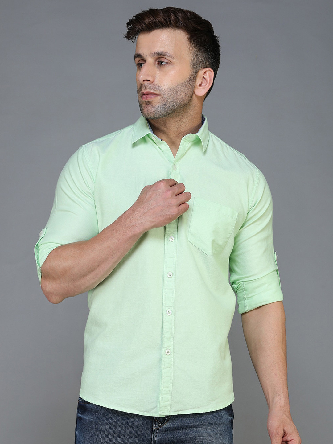 

TQS Standard Oxford Weave Cotton Casual Shirt, Green