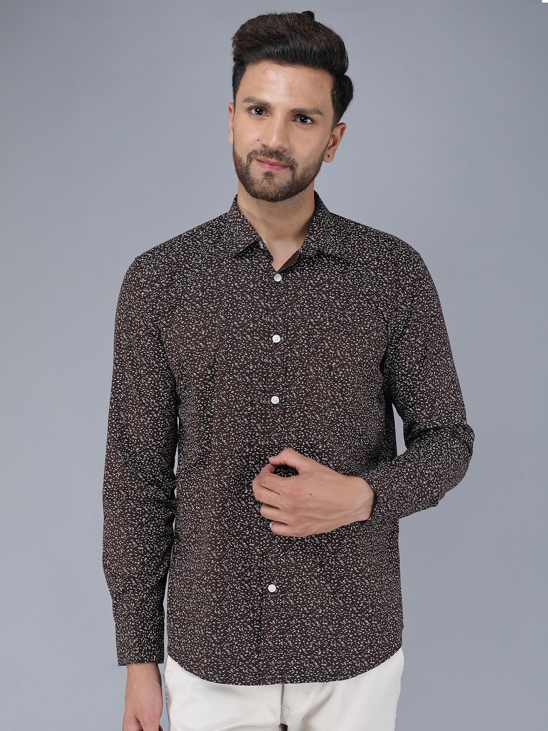 

TQS Micro Ditsy Printed Cotton Casual Shirt, Brown