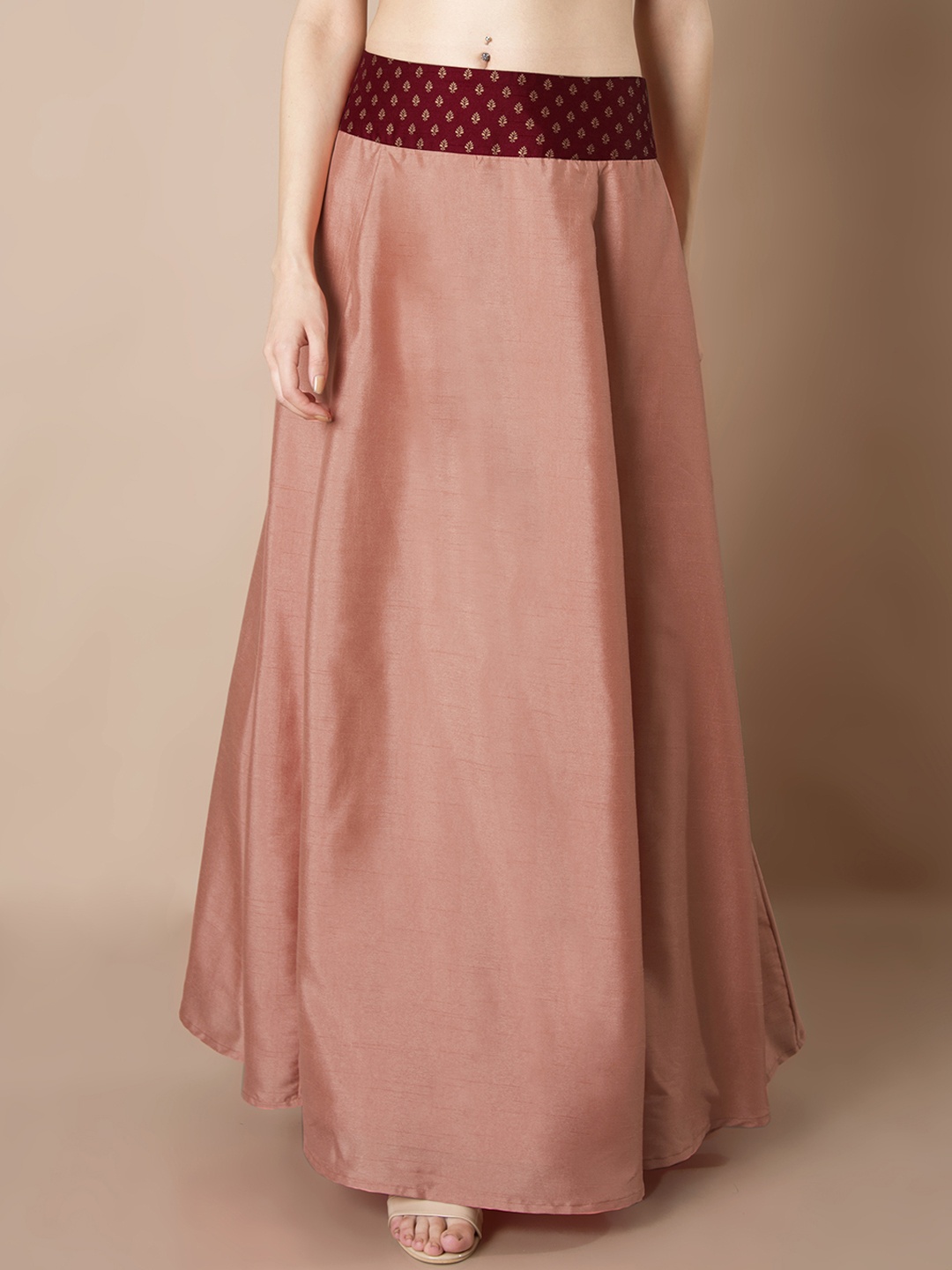 

INDYA Pink A-Line Maxi Skirt