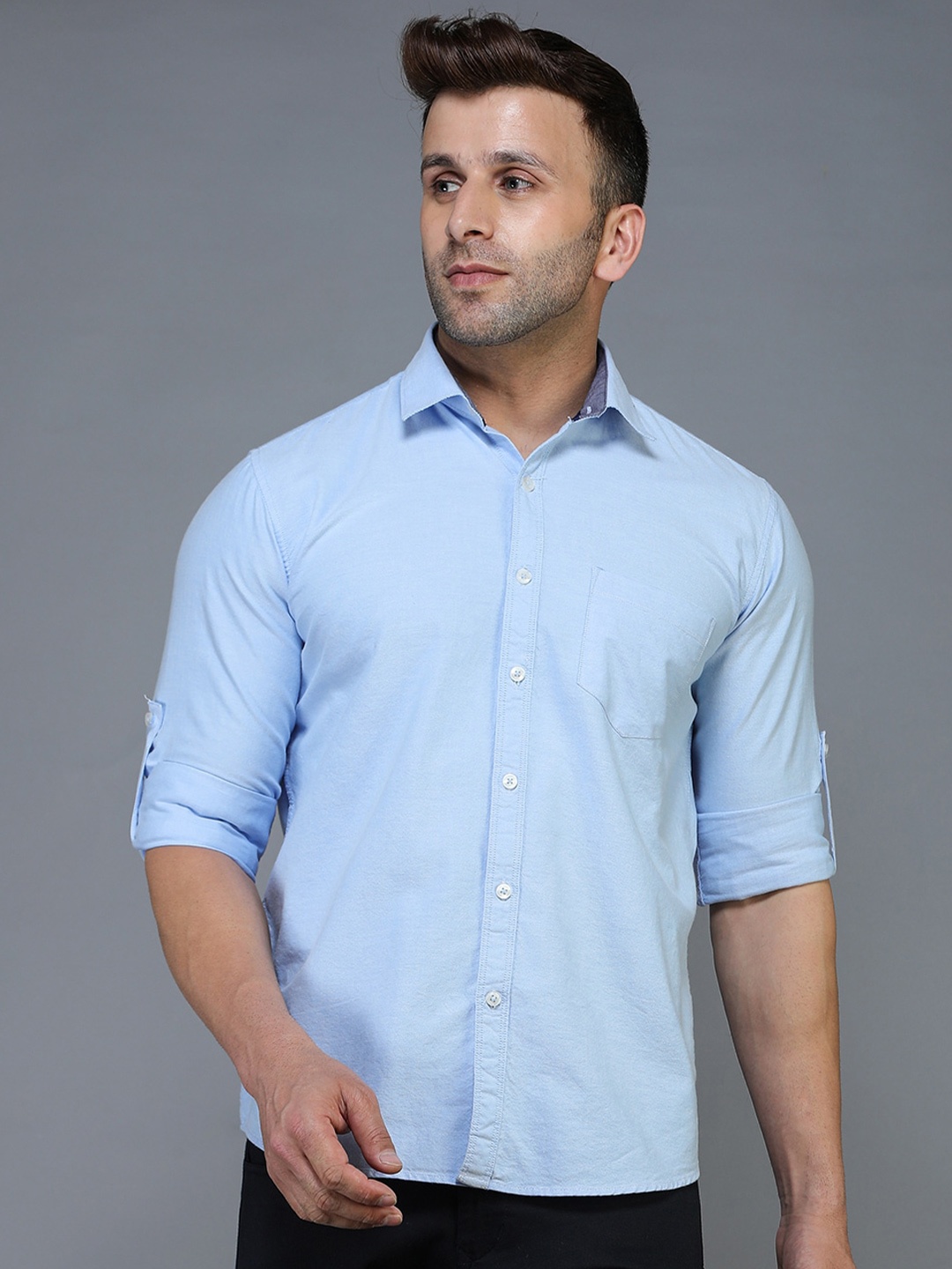 

TQS Standard Spread Collar Cotton Casual Shirt, Blue