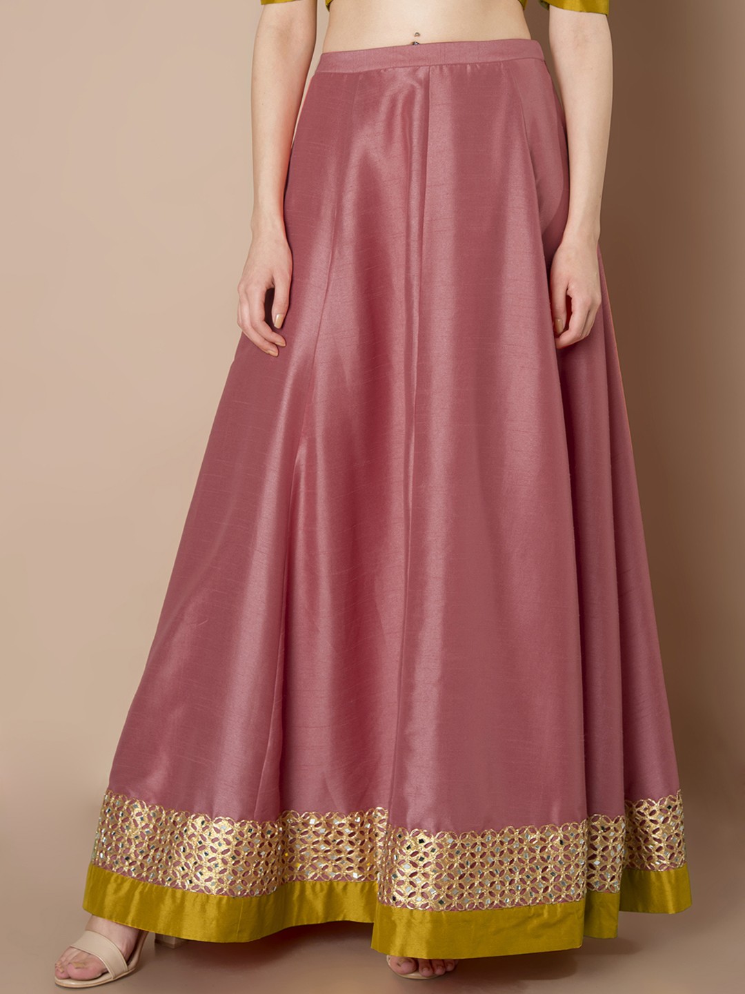

INDYA Pink A-Line Maxi Skirt