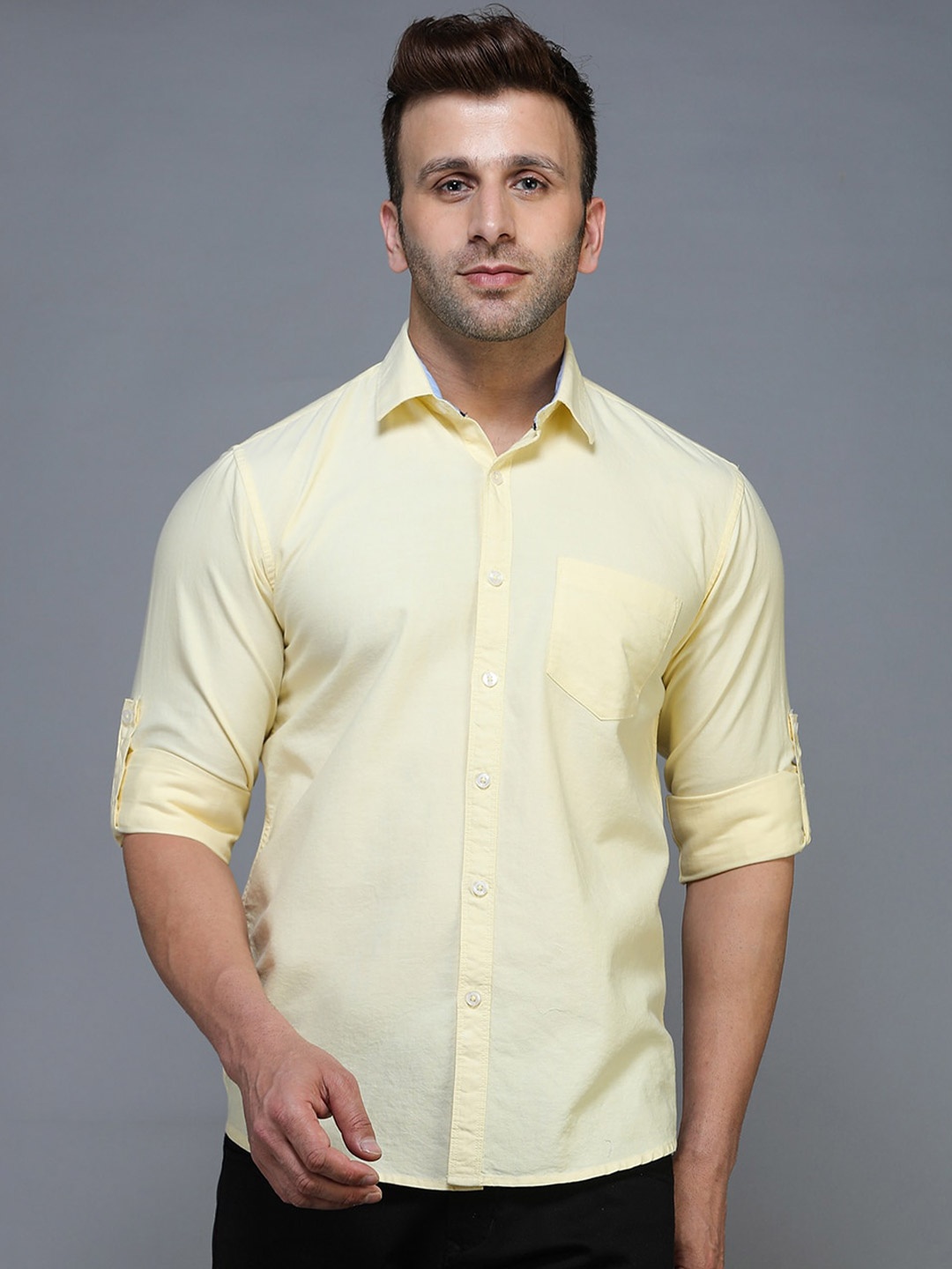 

TQS Standard Spread Collar Cotton Formal Shirt, Yellow