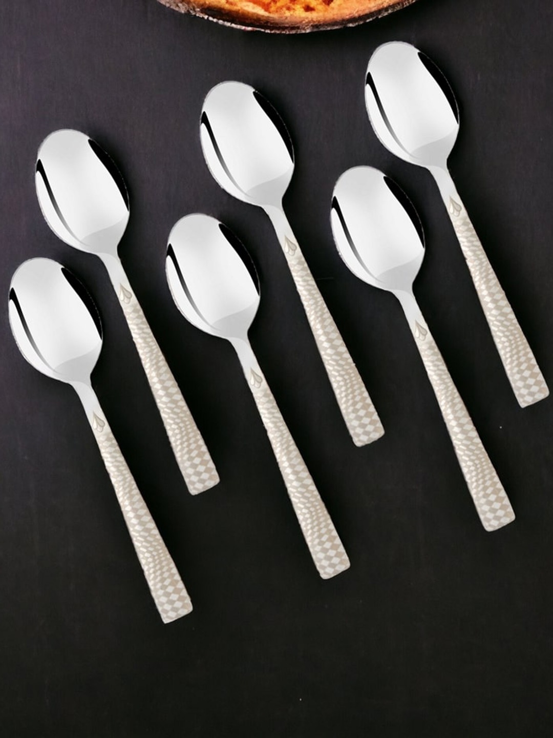 

FNS Lush Silver-Toned 6 Pieces Stainless Steel Dessert Spoons