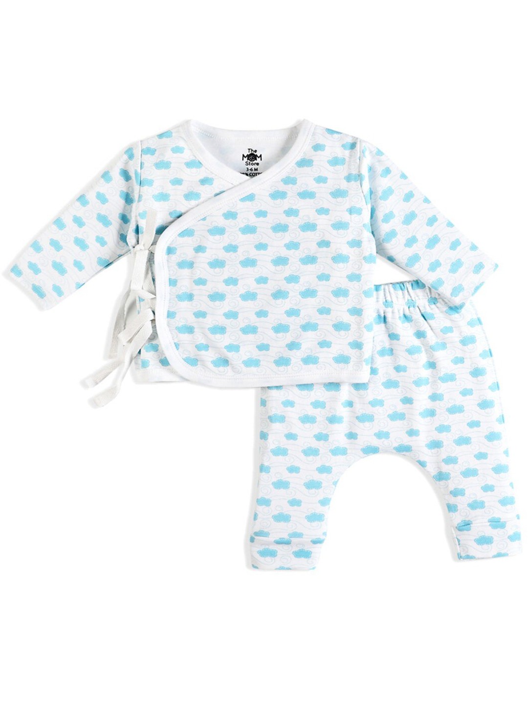 

The Mom Store Infants Conversational Printed Pure Cotton T-shirt & Trousers, White