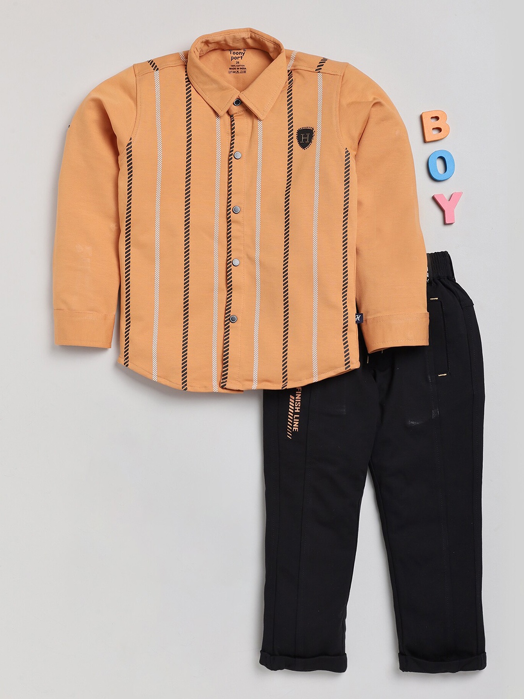 

Toonyport Boys Striped Shirt with Trousers, Orange