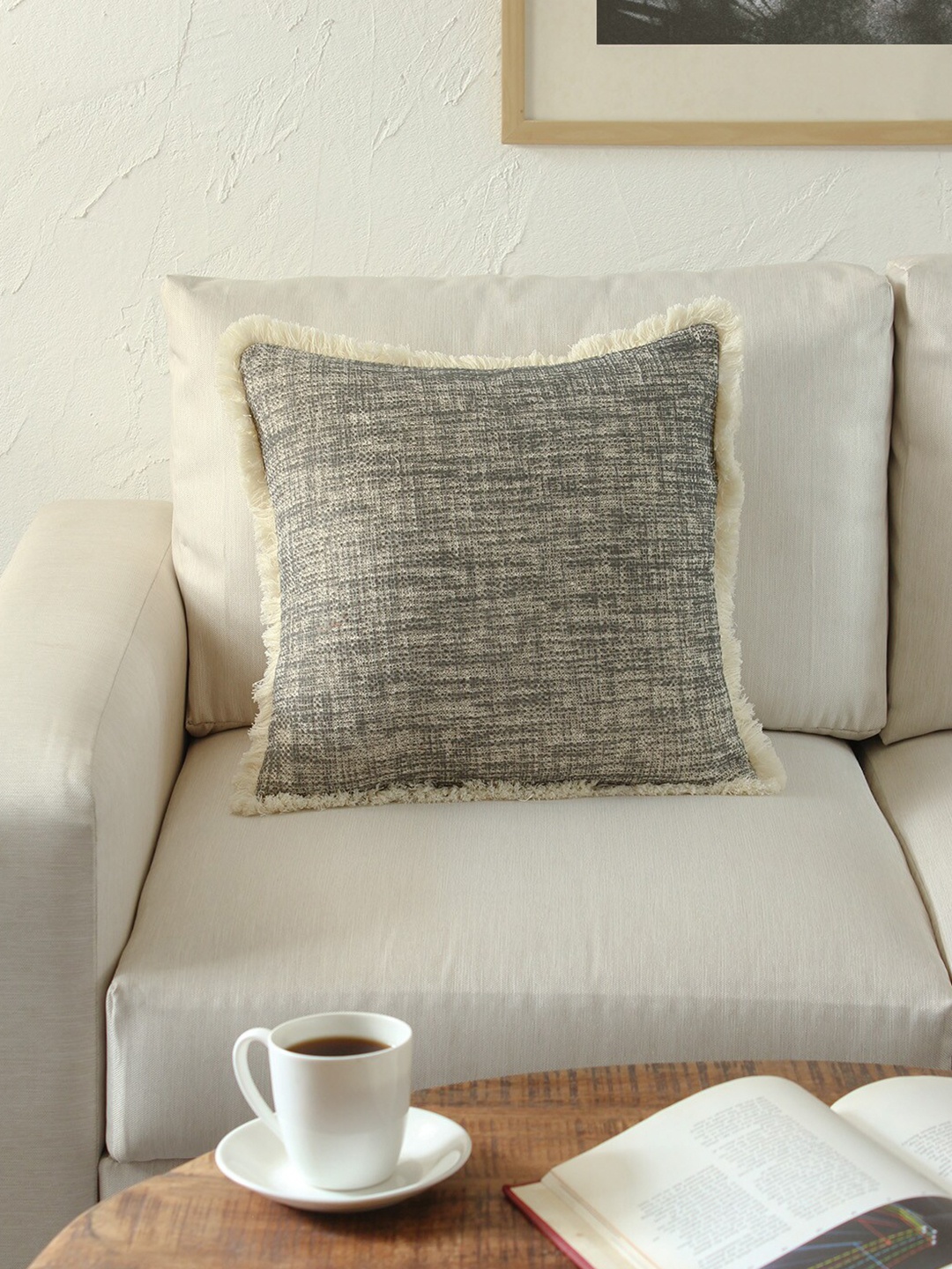 

House This Black & White Square Cotton Cushion Cover