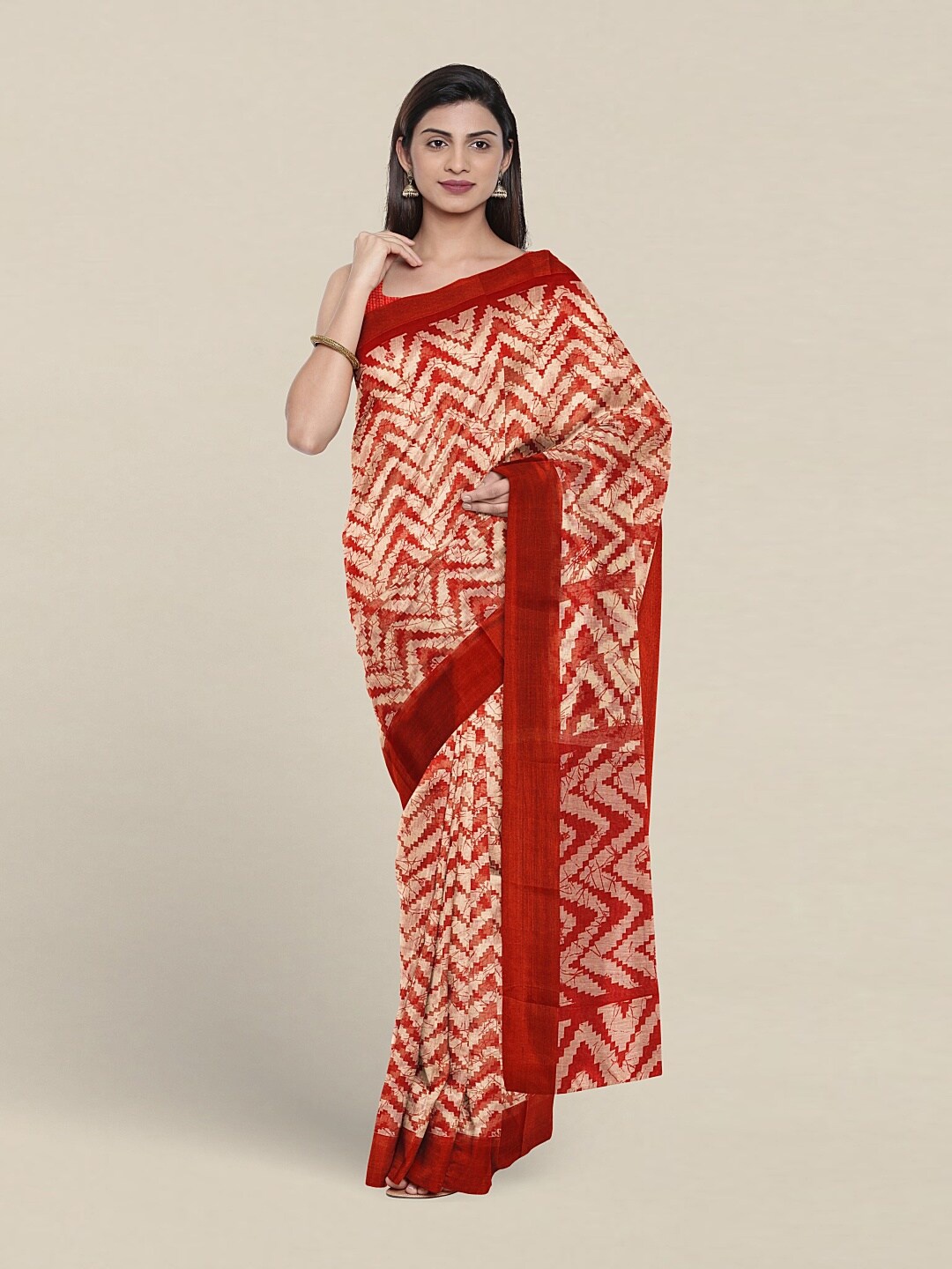 

Pothys Batik Printed Saree, Red