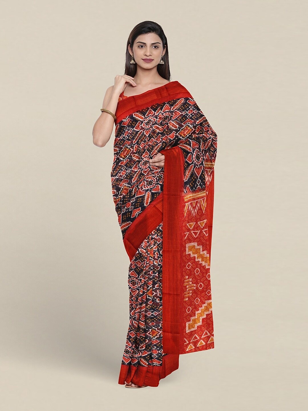 

Pothys Ethnic Motifs Printed Saree, Navy blue