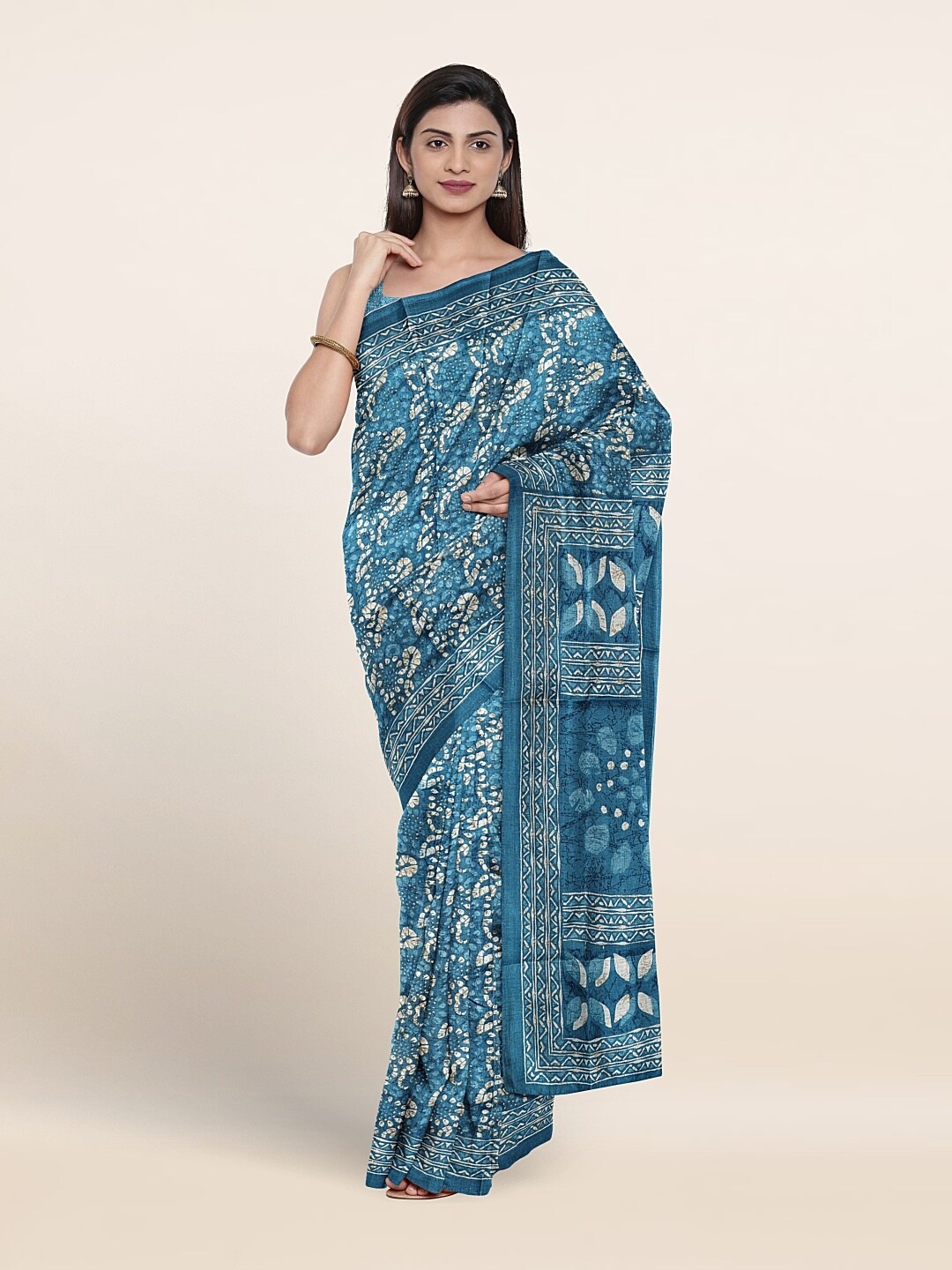 

Pothys Batik Printed Saree, Blue