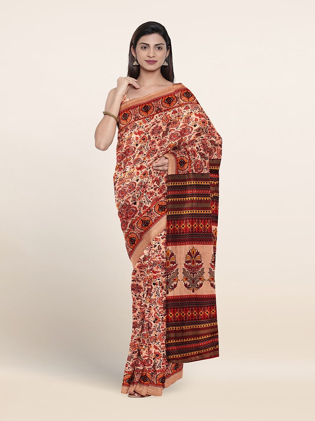 

Pothys Floral Printed Saree, Peach