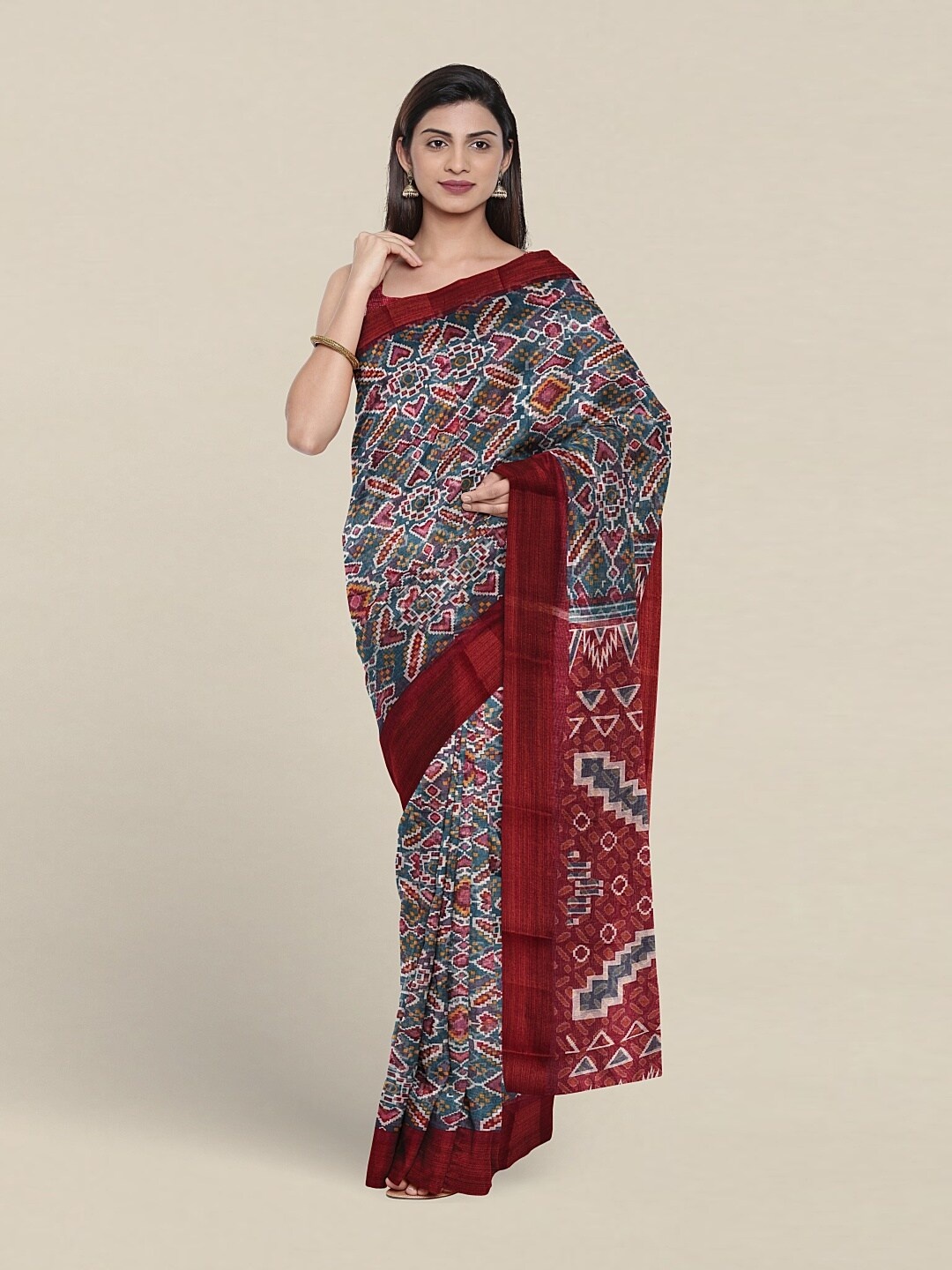 

Pothys Ethnic Motifs Printed Saree, Blue