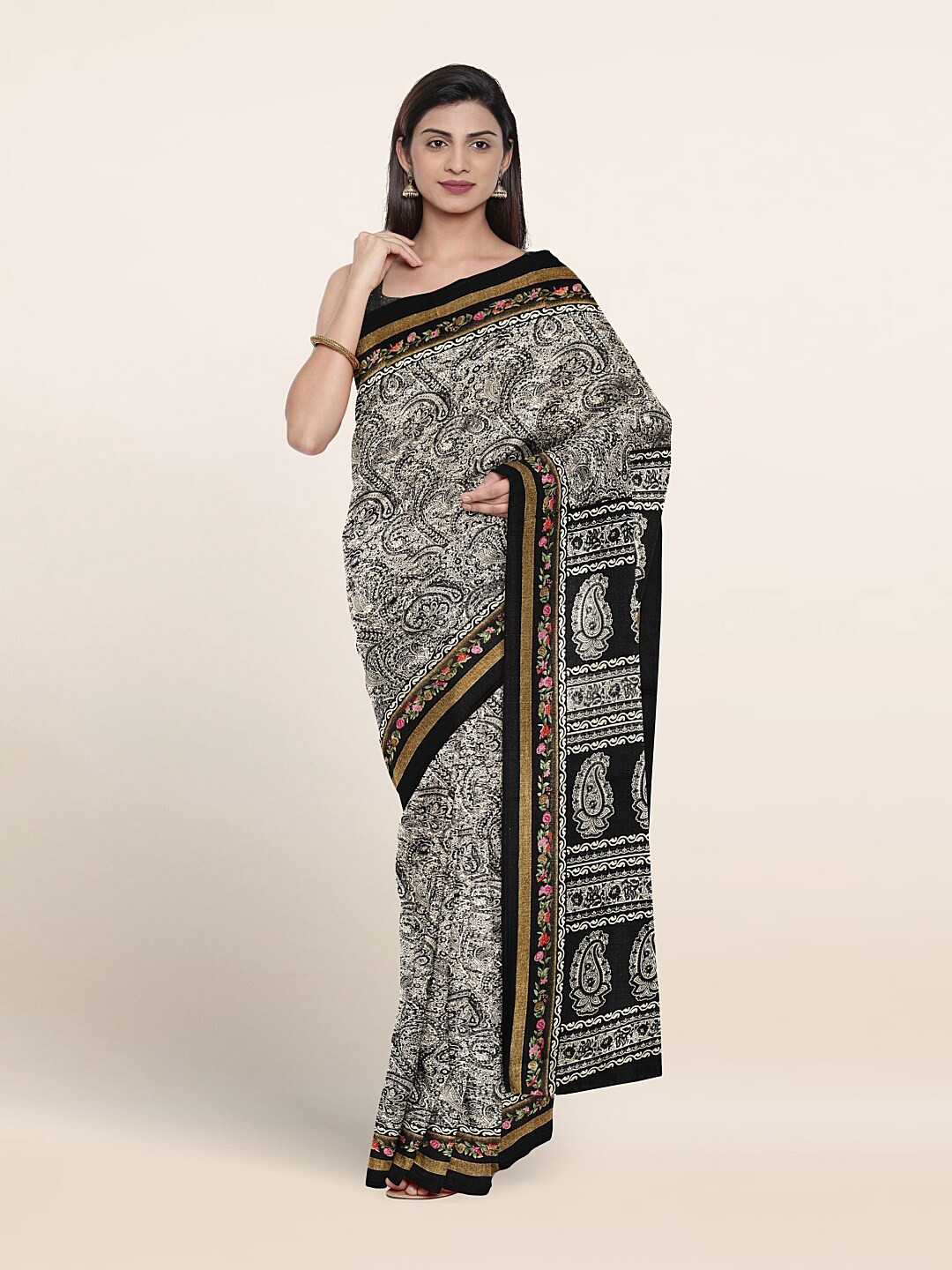 

Pothys Paisley Printed Saree, Black