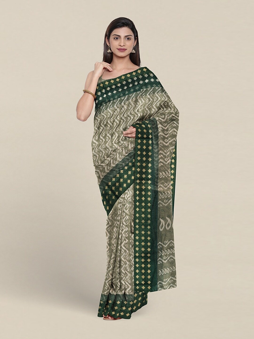 

Pothys Paisley Printed Saree, Green