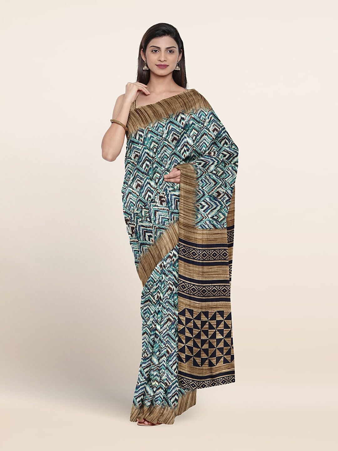 

Pothys Geometric Printed Saree, Blue