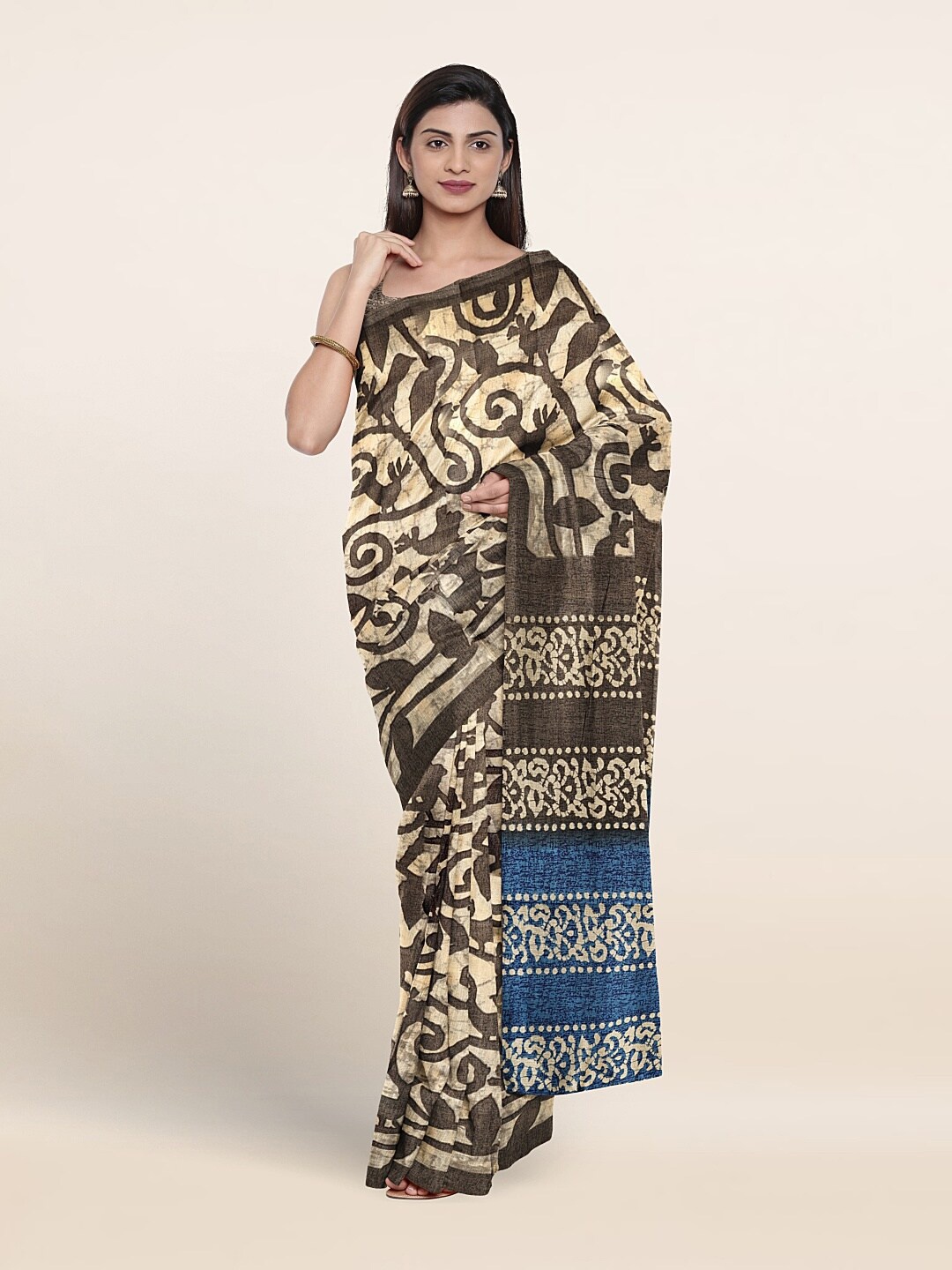 

Pothys Floral Printed Saree, Brown