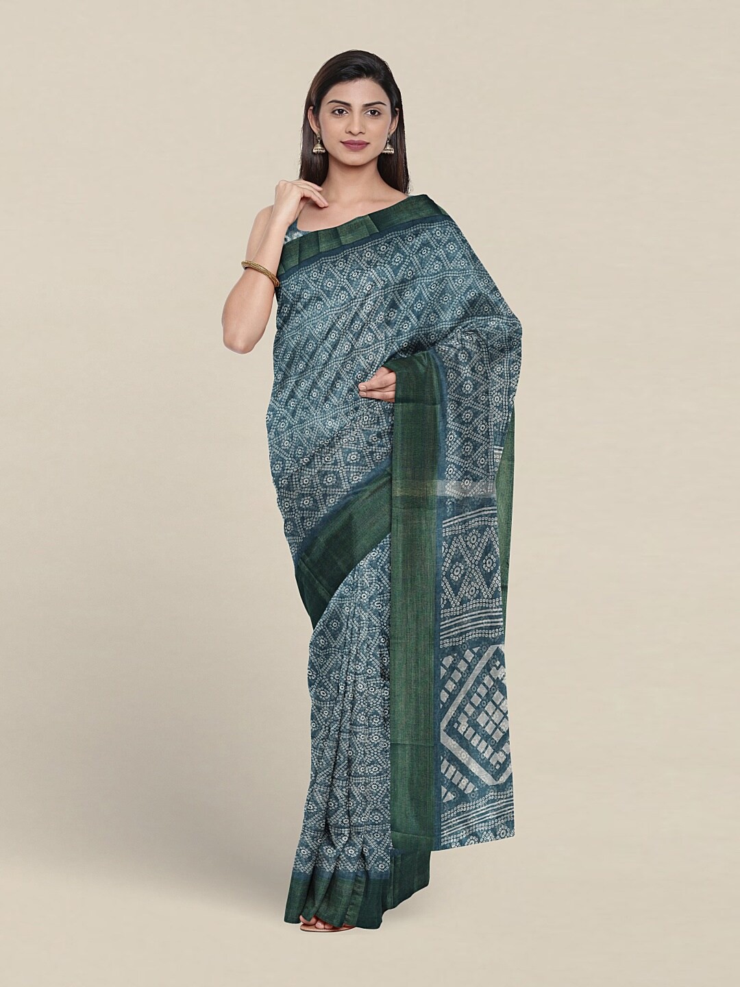 

Pothys Geometric Printed Saree, Blue