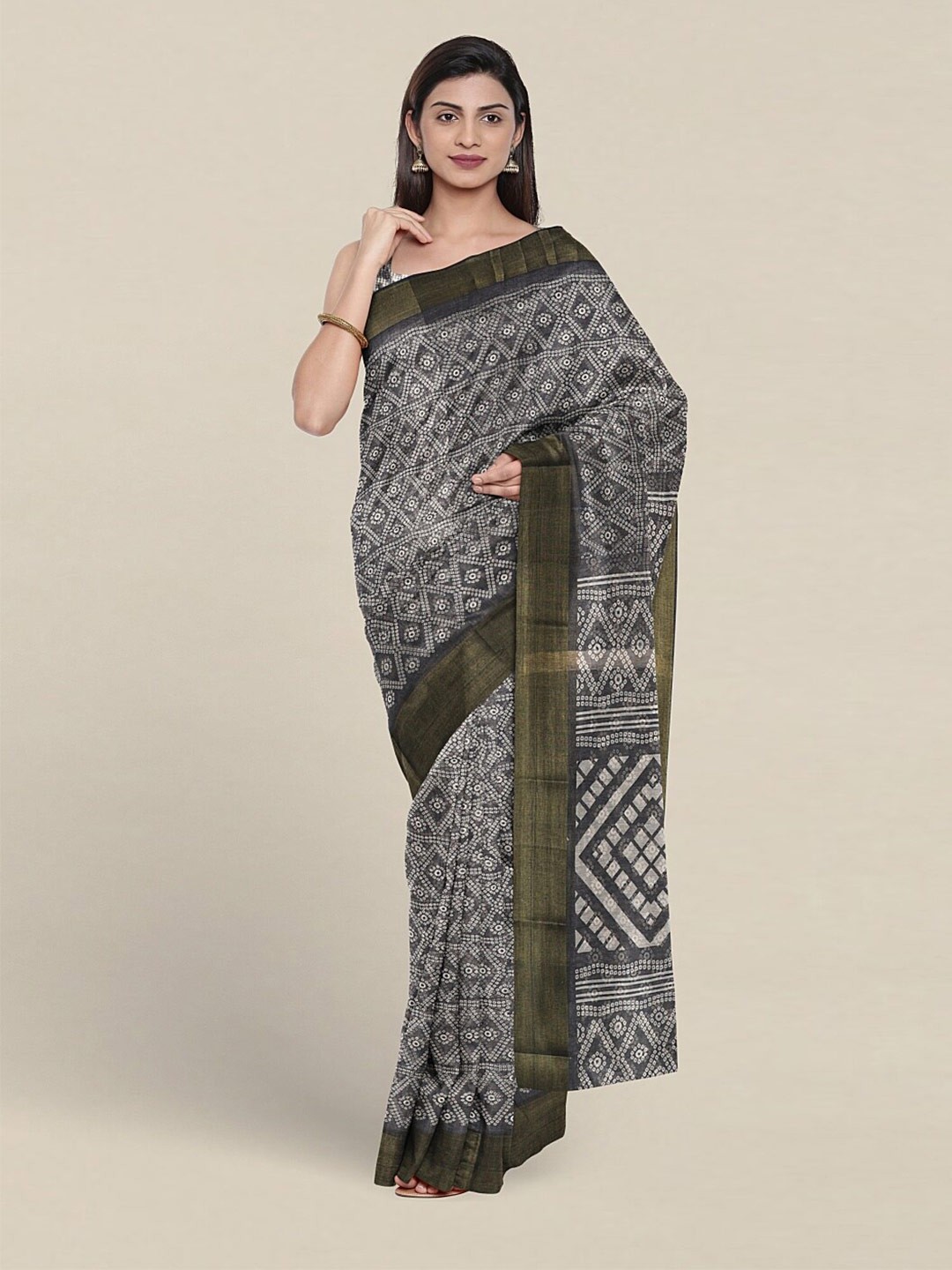 

Pothys Ethnic Motifs Printed Saree, Grey