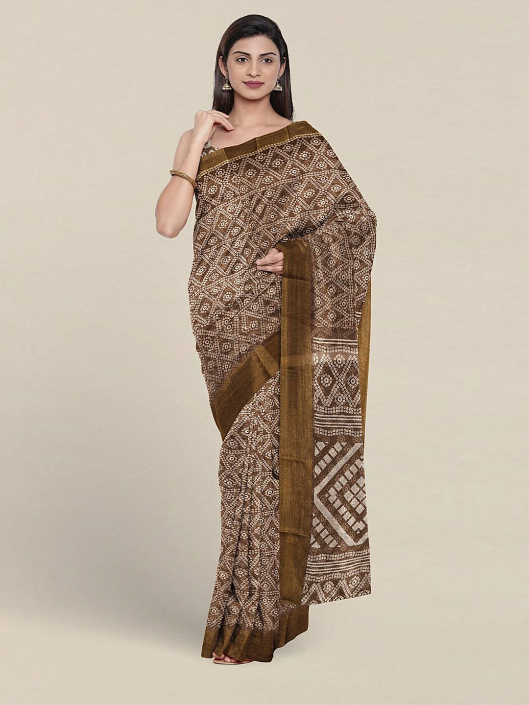 

Pothys Ethnic Motifs Printed Saree, Brown
