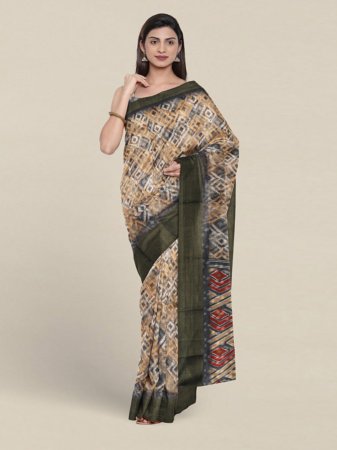 

Pothys Geometric Printed Saree, Grey