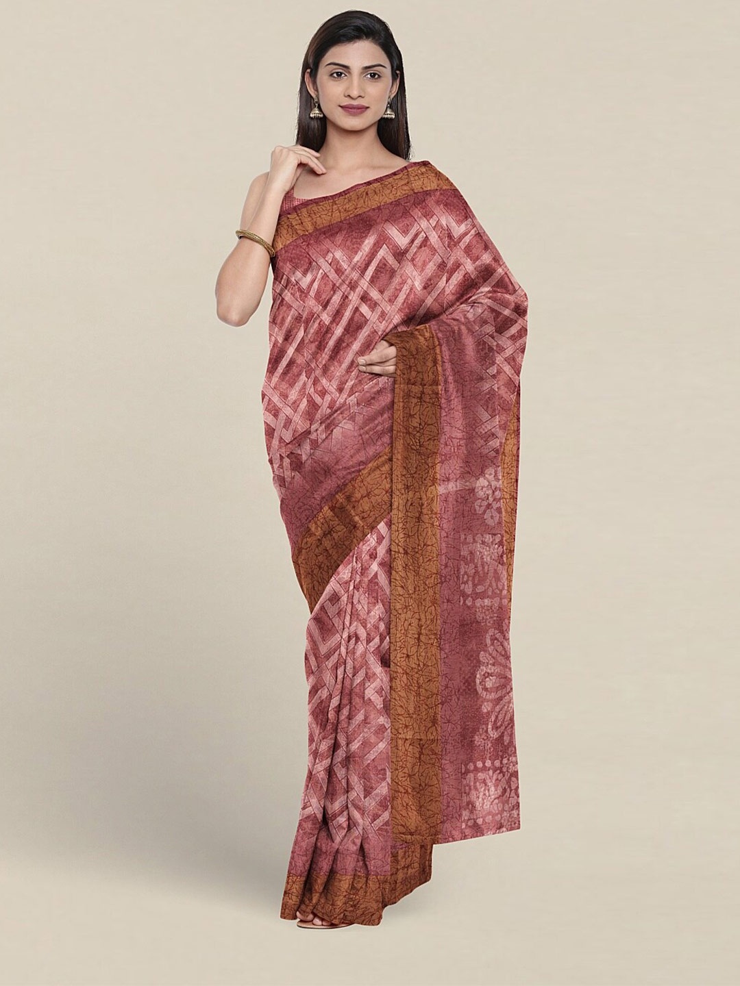 

Pothys Geometric Printed Saree, Mauve