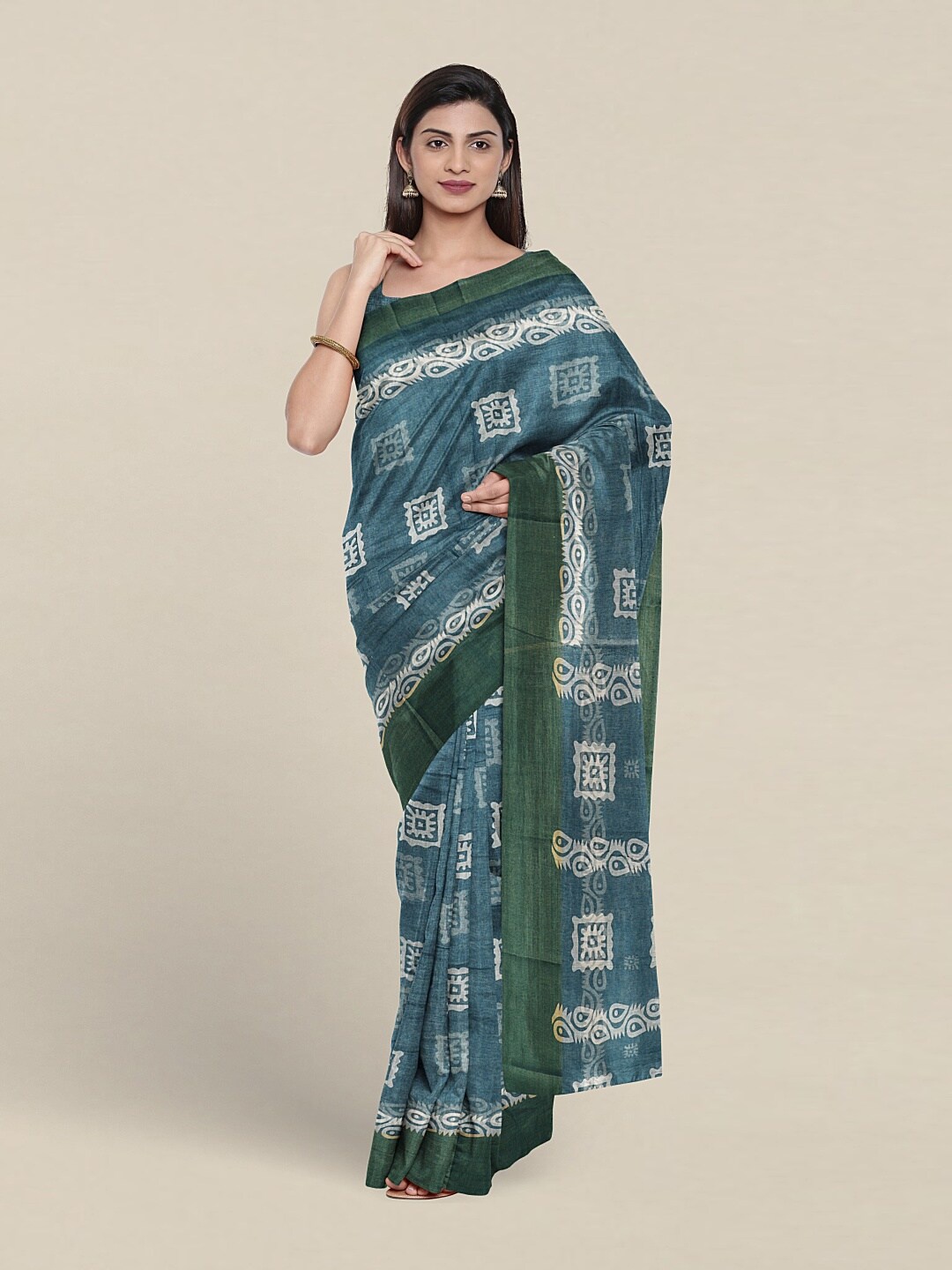 

Pothys Batik Printed Saree, Blue