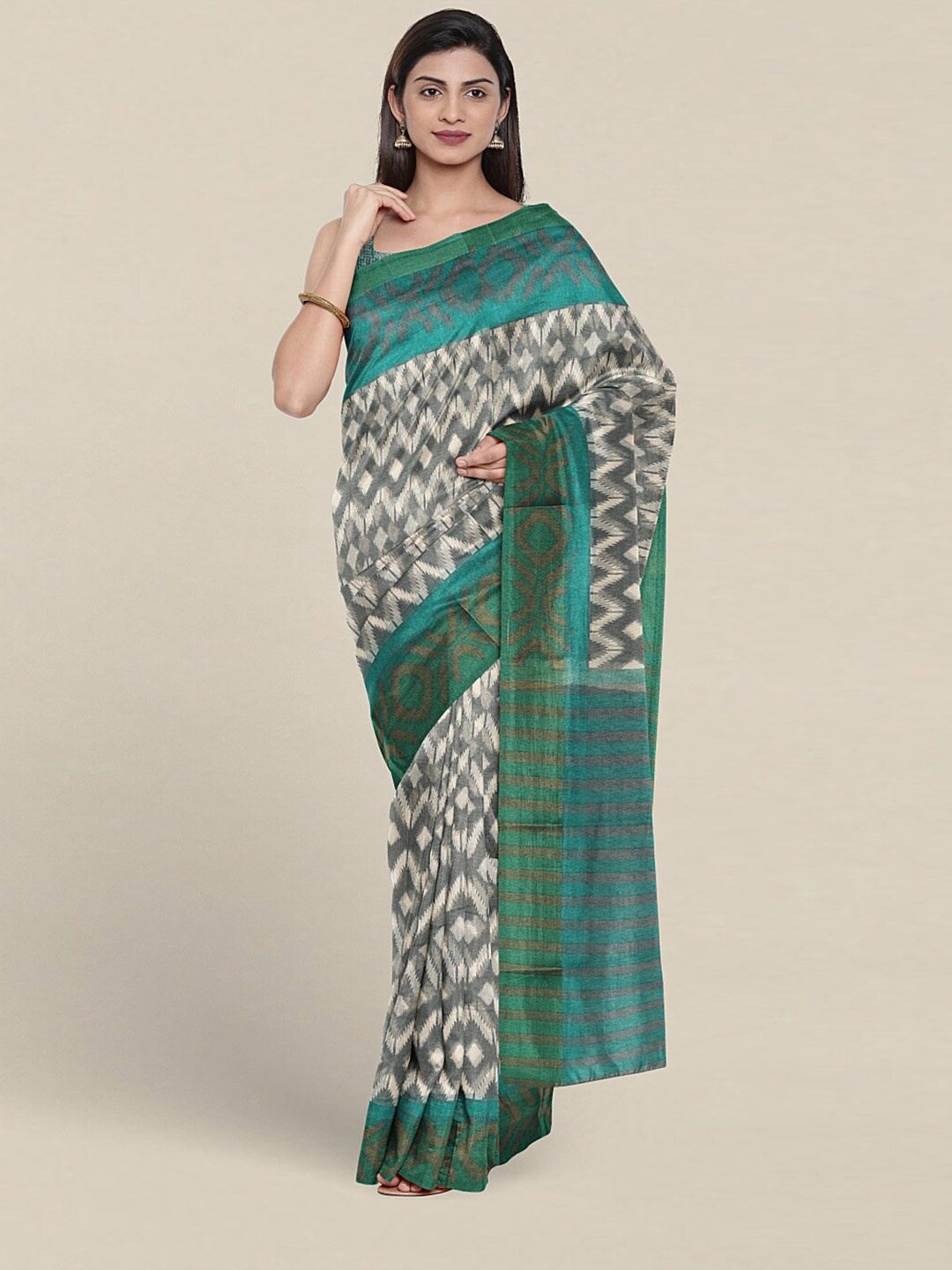

Pothys Geometric Printed Saree, Grey