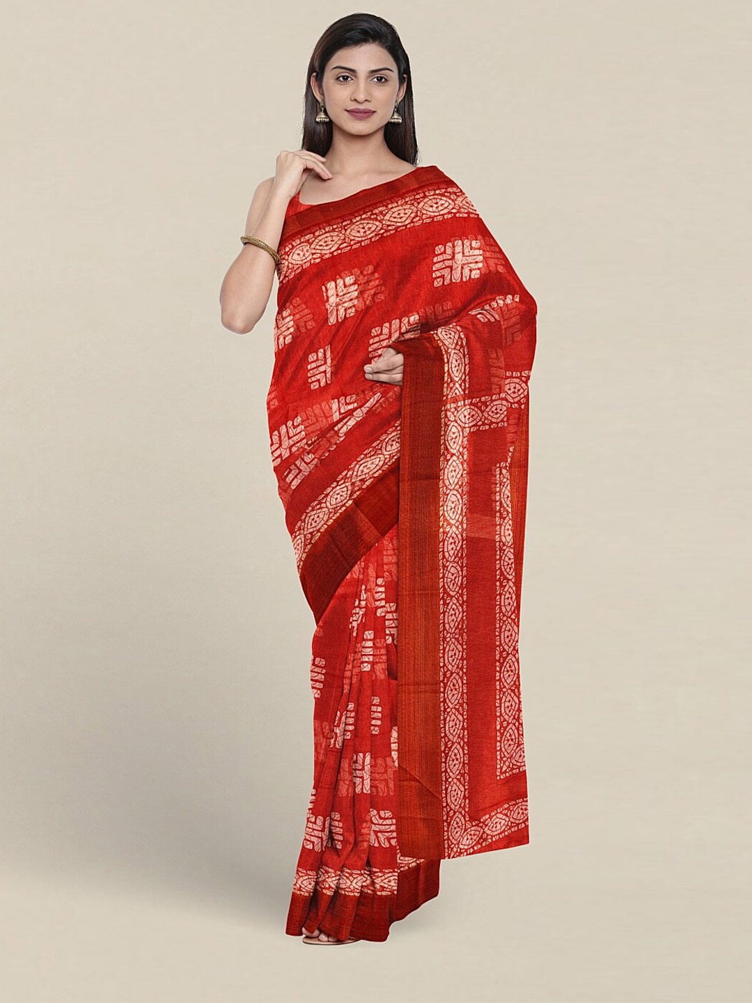 

Pothys Ethnic Motifs Printed Saree, Red