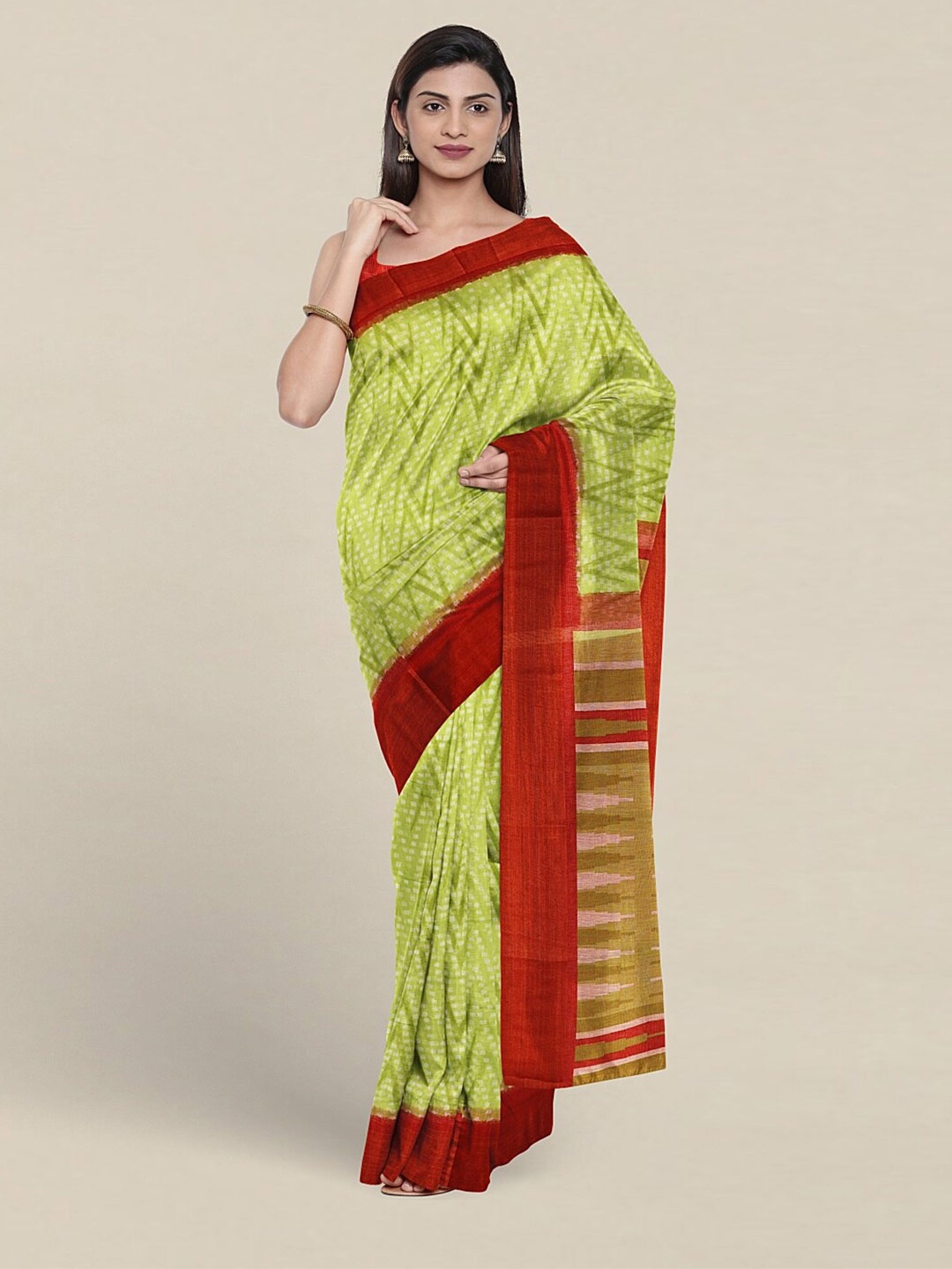 

Pothys Geometric Printed Saree, Green