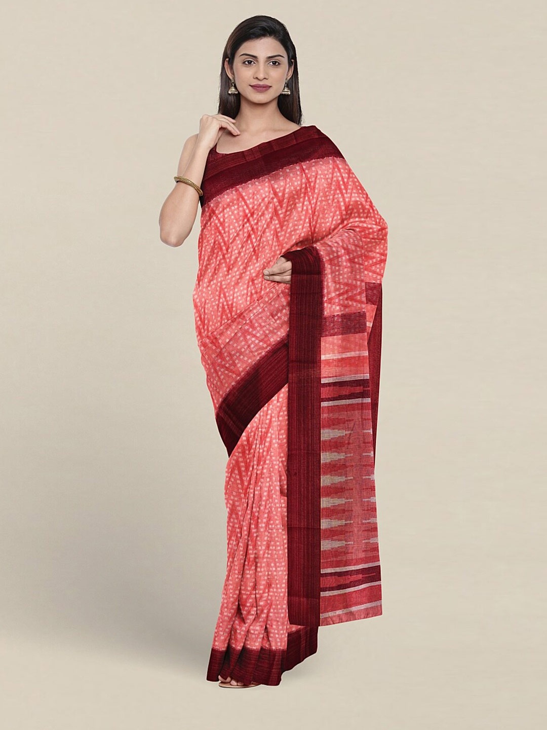 

Pothys Geometric Printed Saree, Pink