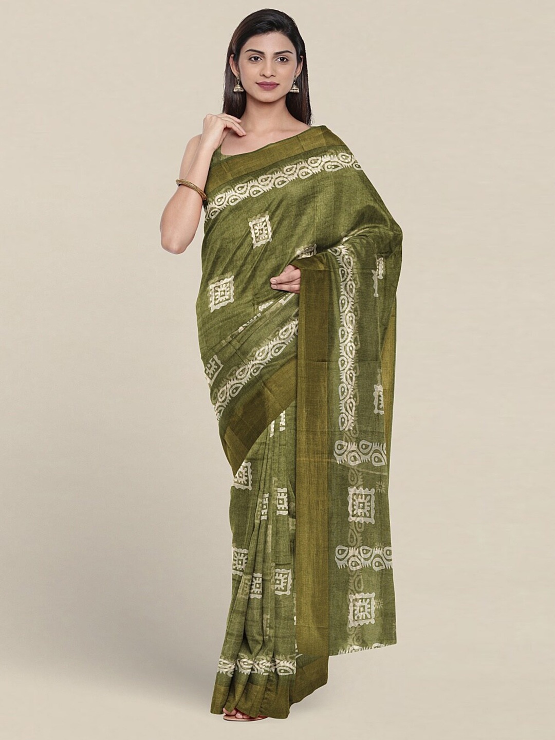 

Pothys Ethnic Motifs Printed Saree, Green